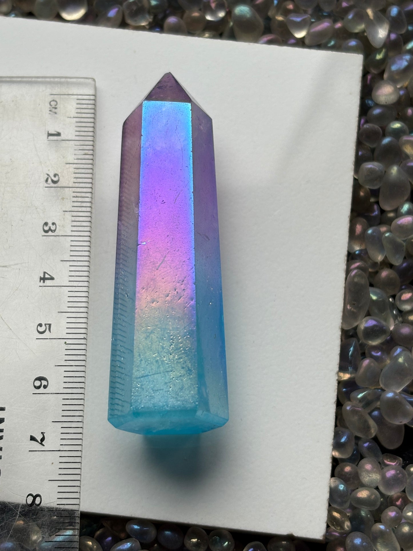 Aura Quartz Gemstone Crystal Tower & Watercolour Painting Framed Gift Set