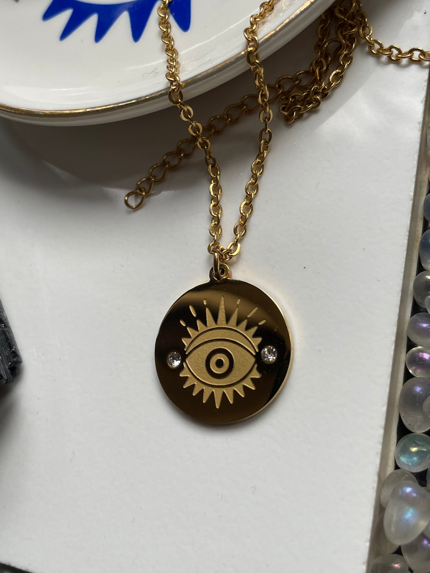 Black Tourmaline & Apatite Evil Eye Dish Protection Gift Set