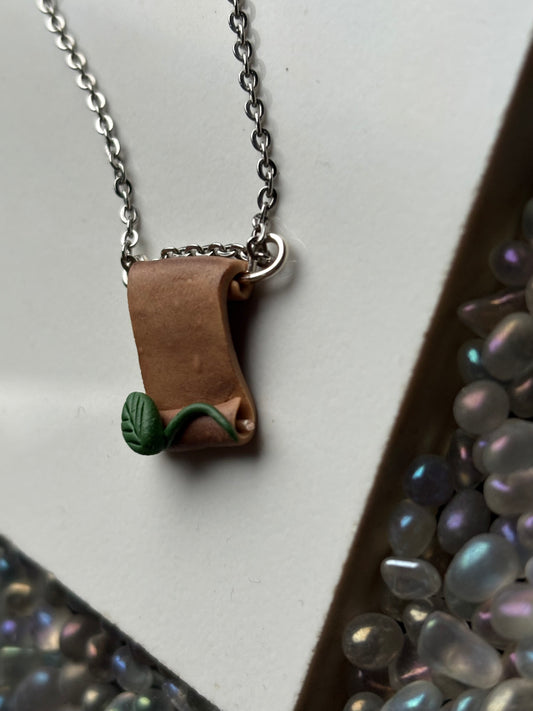 Lady Whistledown Leafy Scroll Pendant Silver Necklace