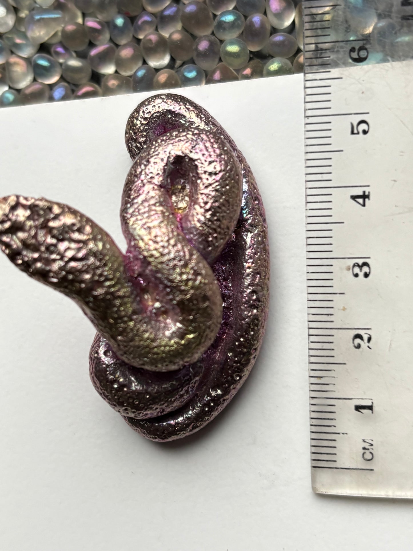 Purple Bismuth Crystal Coil Snake Metal Art Sculpture