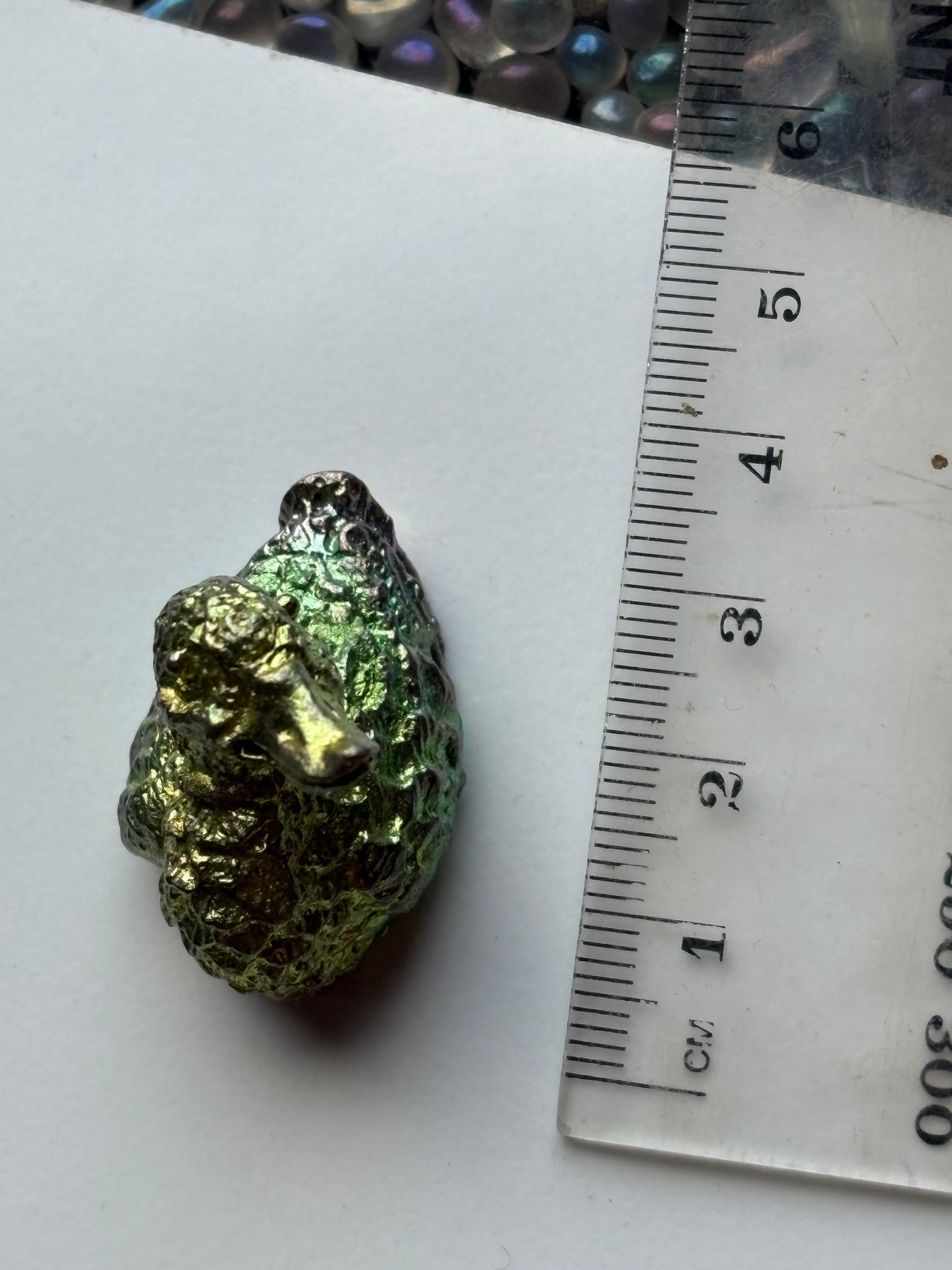 Green Teal Mini Duck Bismuth Crystal Metal Art Sculpture