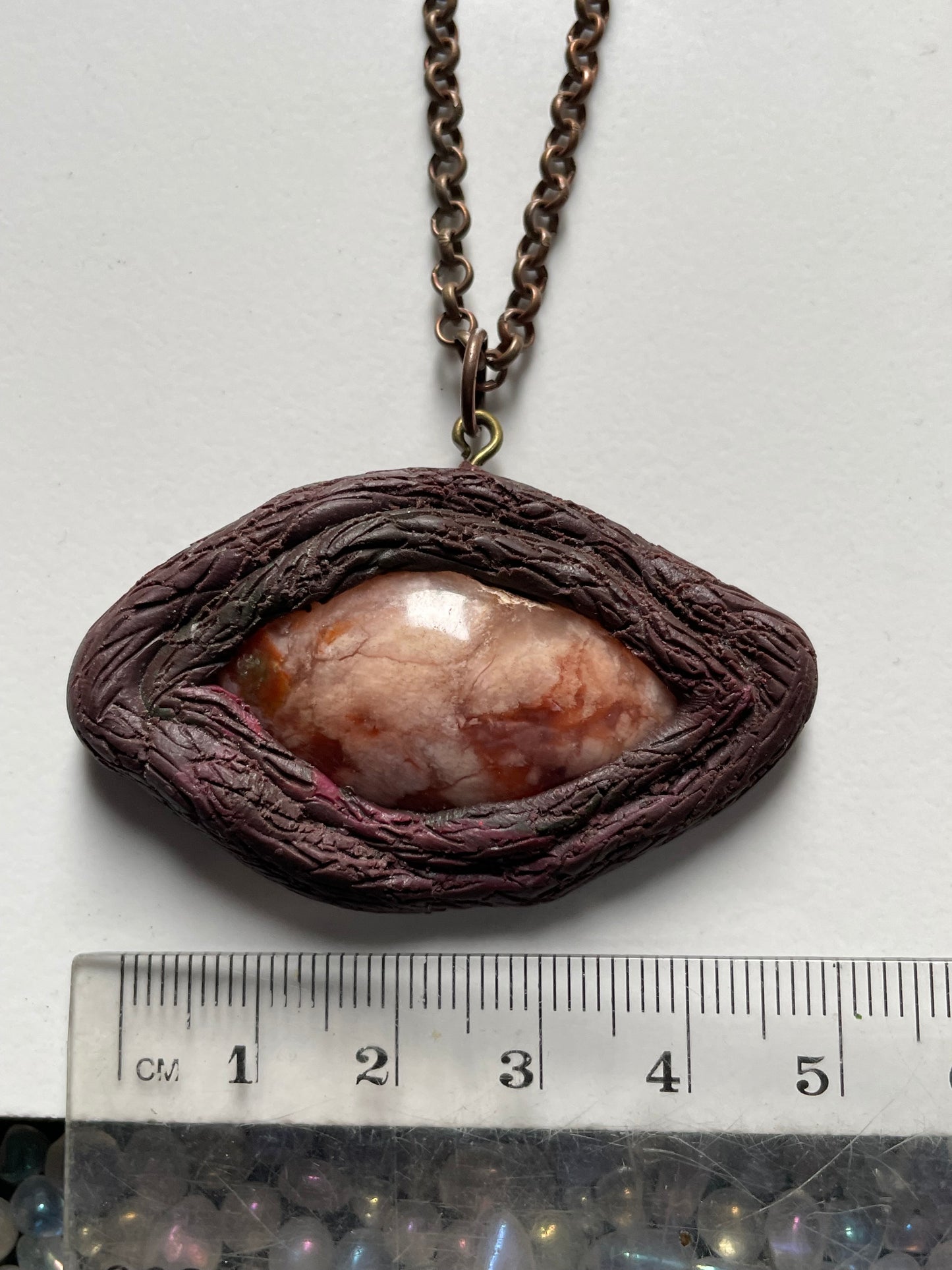 Red Flower Agate Crystal Gemstone Amulet Enchanted Forest Necklace
