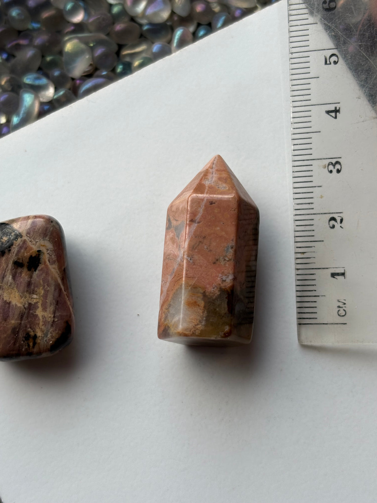 Rhodonite Gemstone Crystal Mini Point Tower & Tumbled Stone - Gift Set (2)