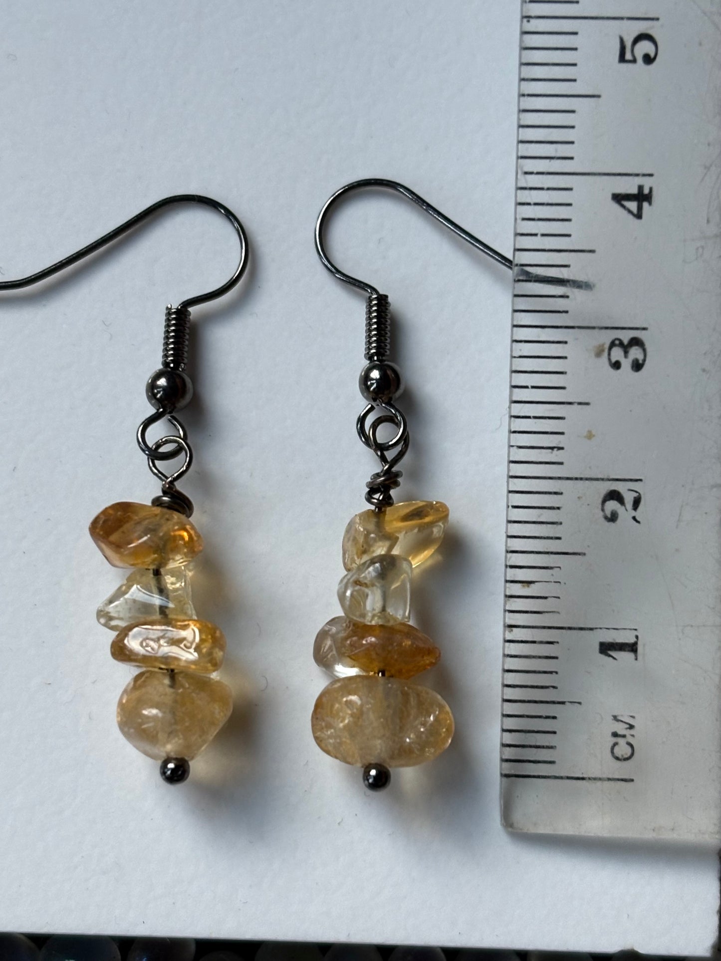 Citrine Rough Gemstone Crystal Black Earrings