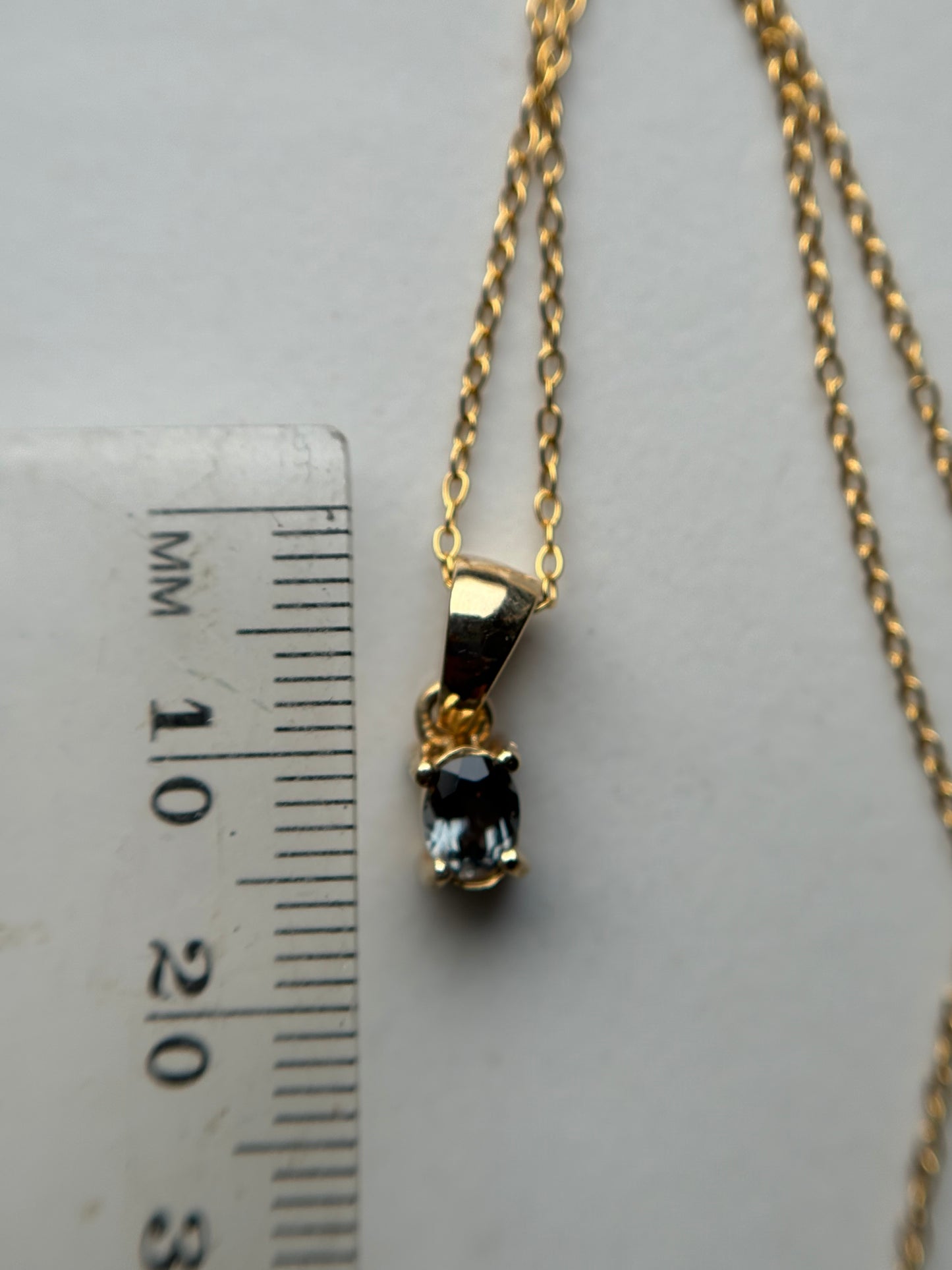 Grey Blue Spinel Oval Gemstone Gold 925 Sterling Silver Necklace