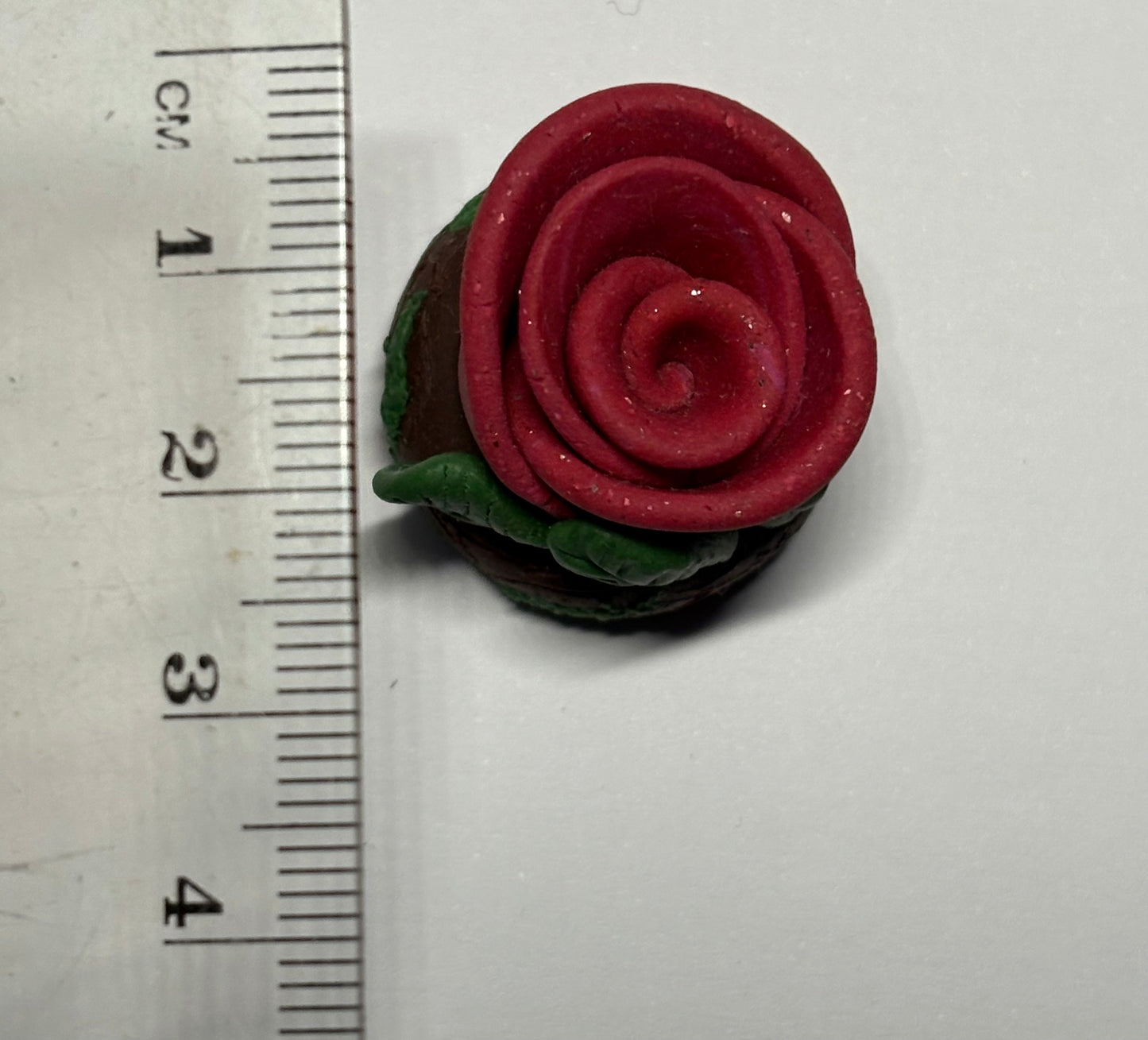 Rose Plant Enchanted Forest Clay Sphere Mini Holder - Dark Pink Glitter