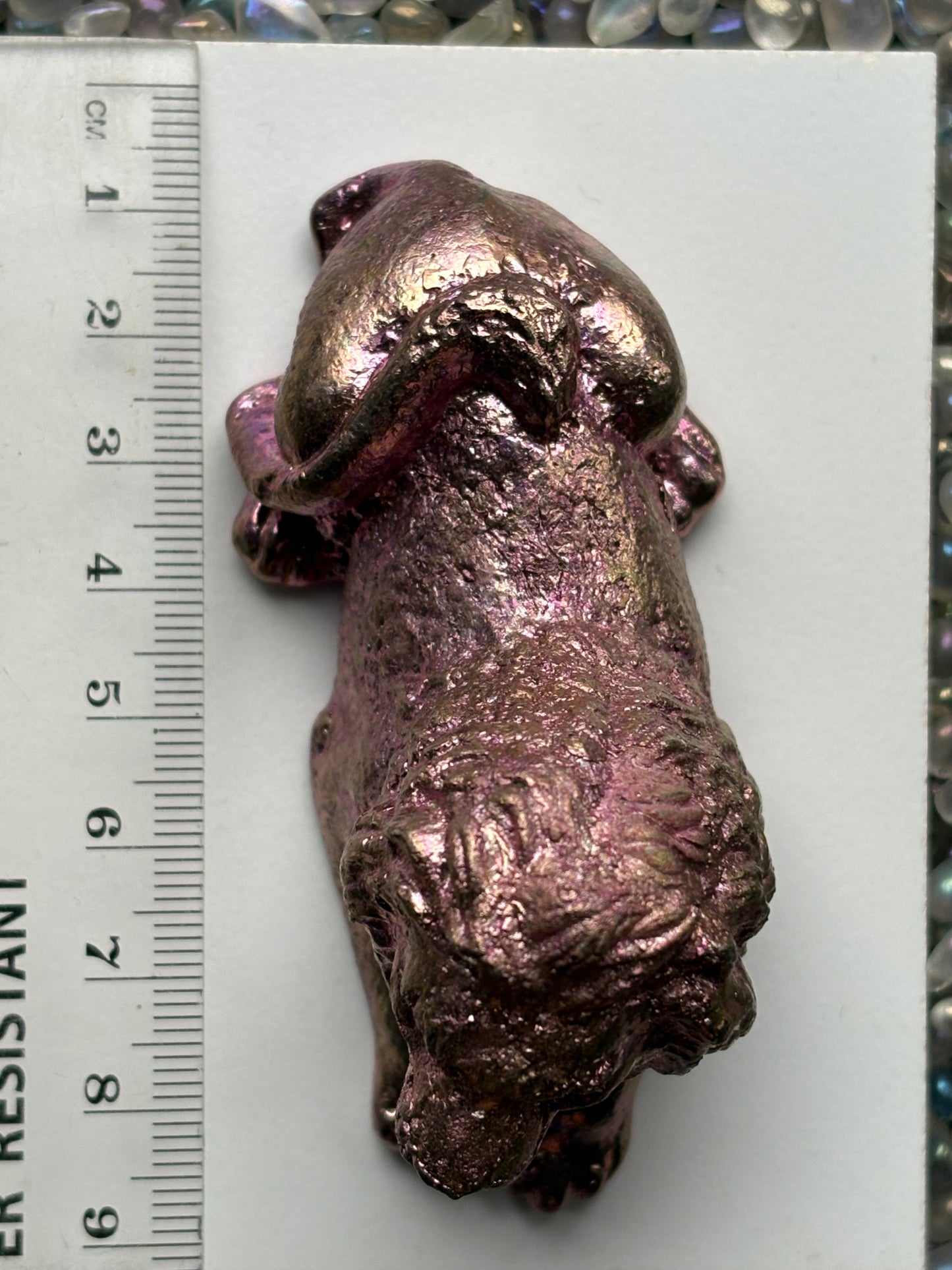 Pink Bismuth Crystal Lion Metal Art Sculpture