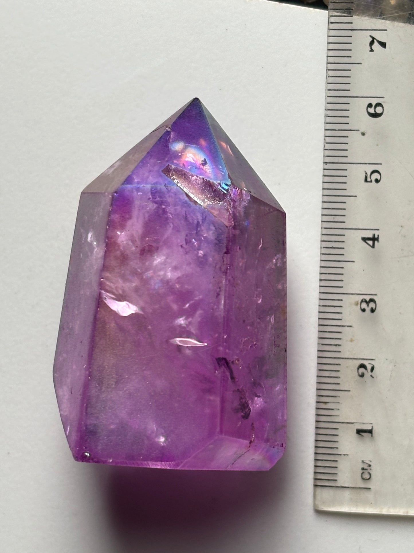 Purple Aura Quartz Crystal Gemstone Tower Point (B)