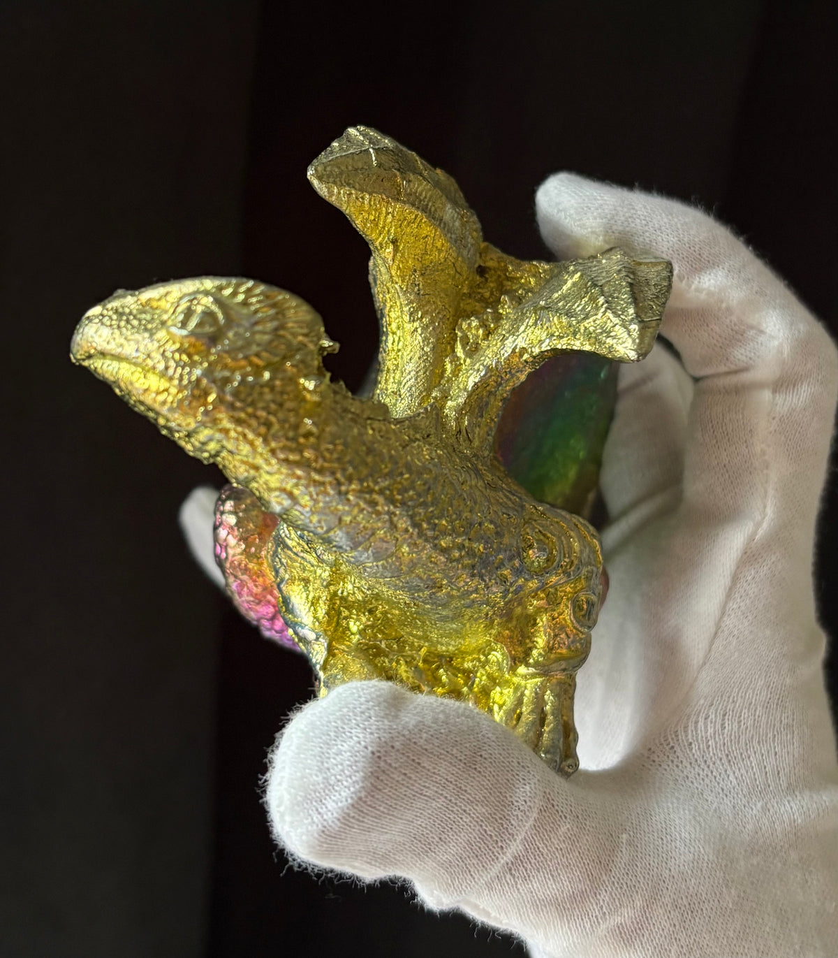 Rainbow Bismuth Dragon Crystal Metal Art Sculpture