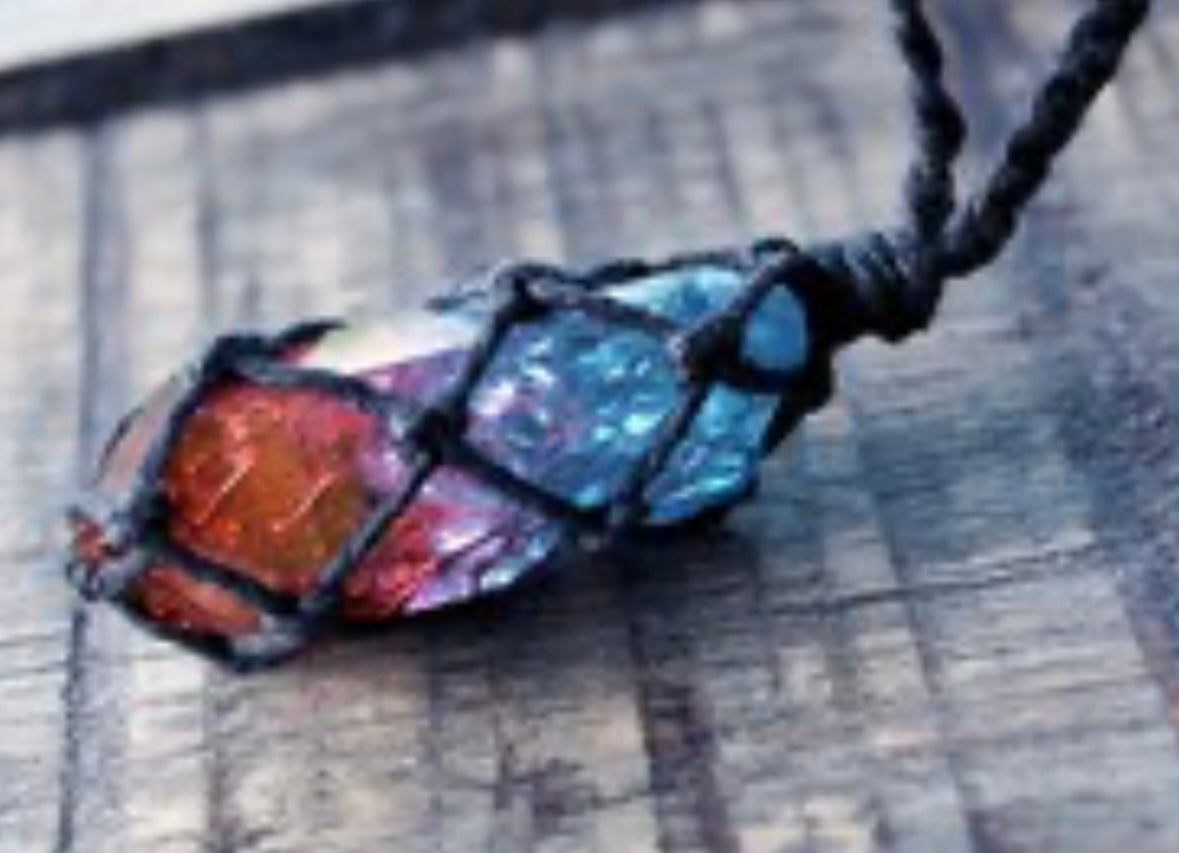 Marianna - Custom Listing - Aura Quartz Macrame Custom Necklace