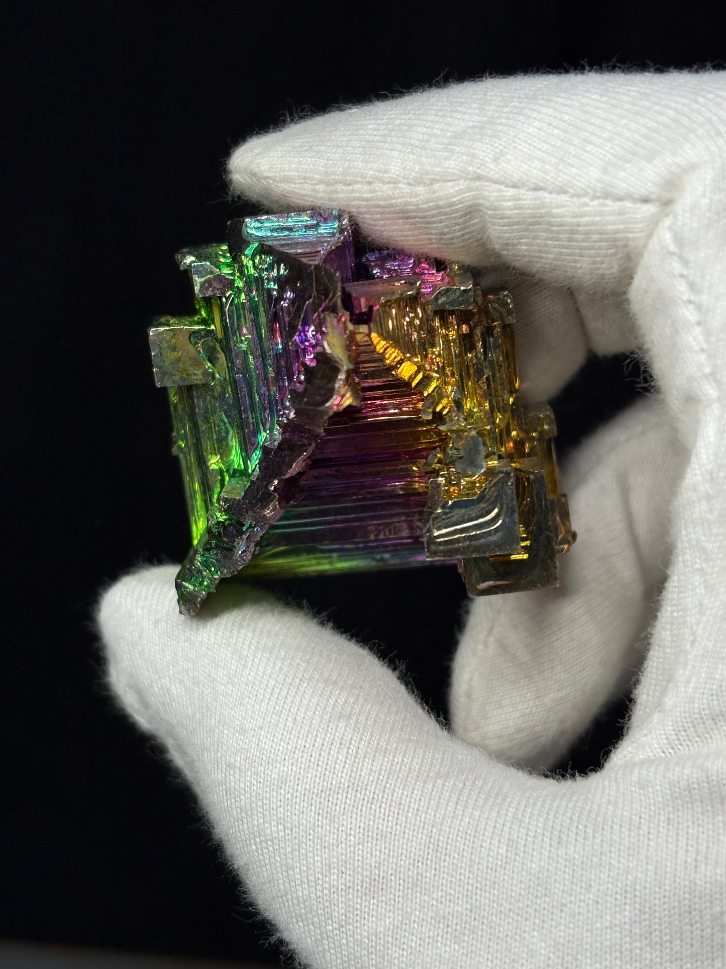 Rainbow Bismuth Crystal Specimen Metal Art Large (2)