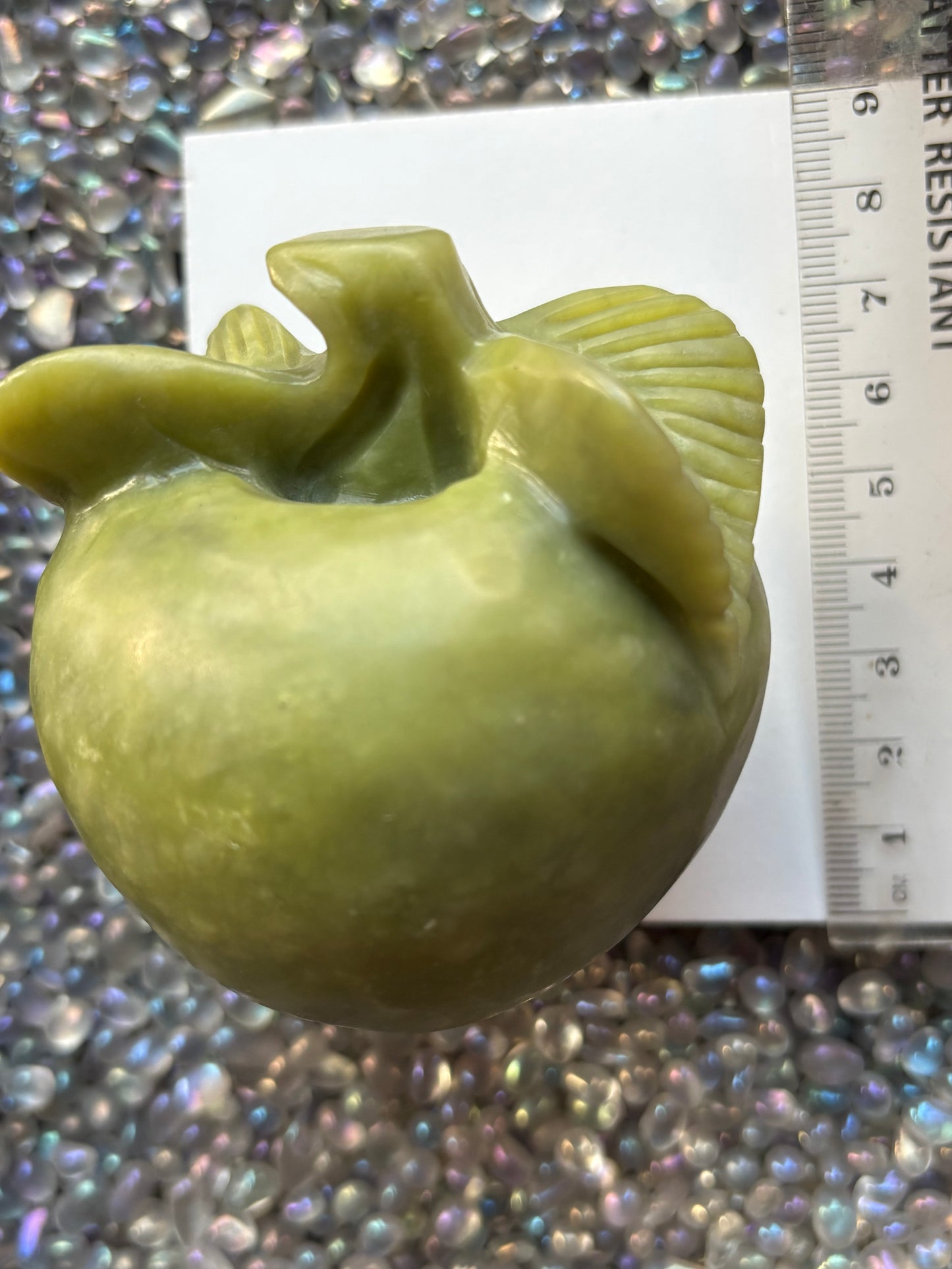 Green Jade Gemstone Crystal Apple Carving