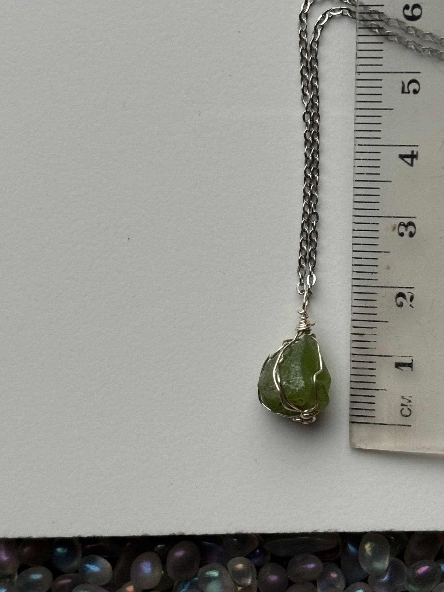 Peridot Rough Part Terminated Gemstone Crystal Wire Wrap Necklace