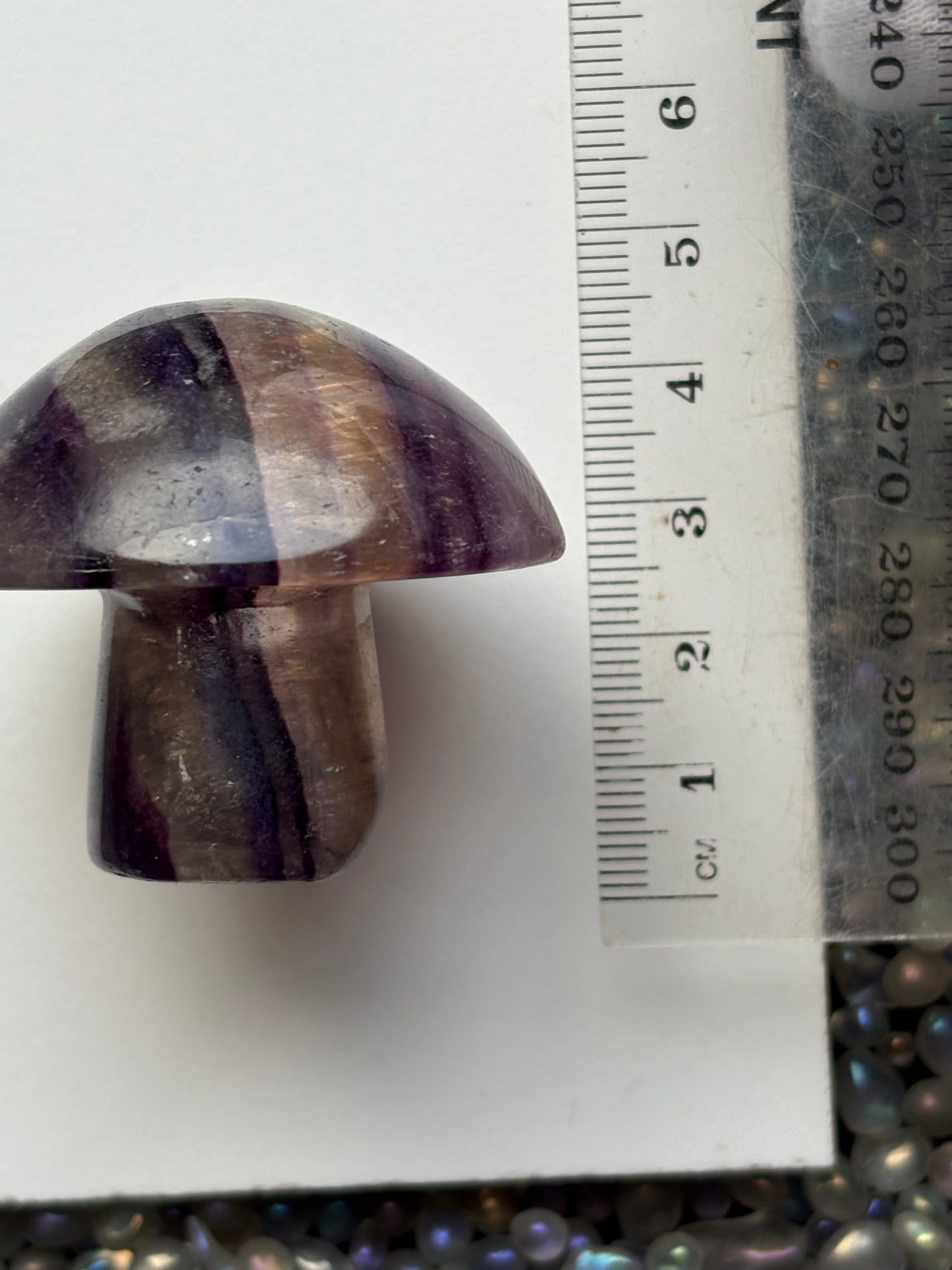 Purple Yellow Fluorite Crystal Gemstone Mushroom Carving (1)
