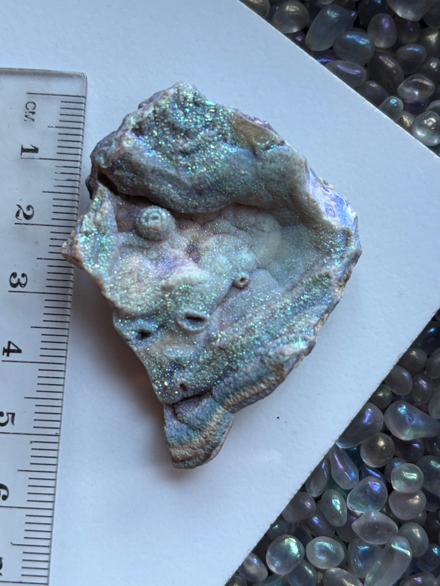 Blue Aura Druzy Chalcedony Crystal Gemstone Galaxy Slice (1)