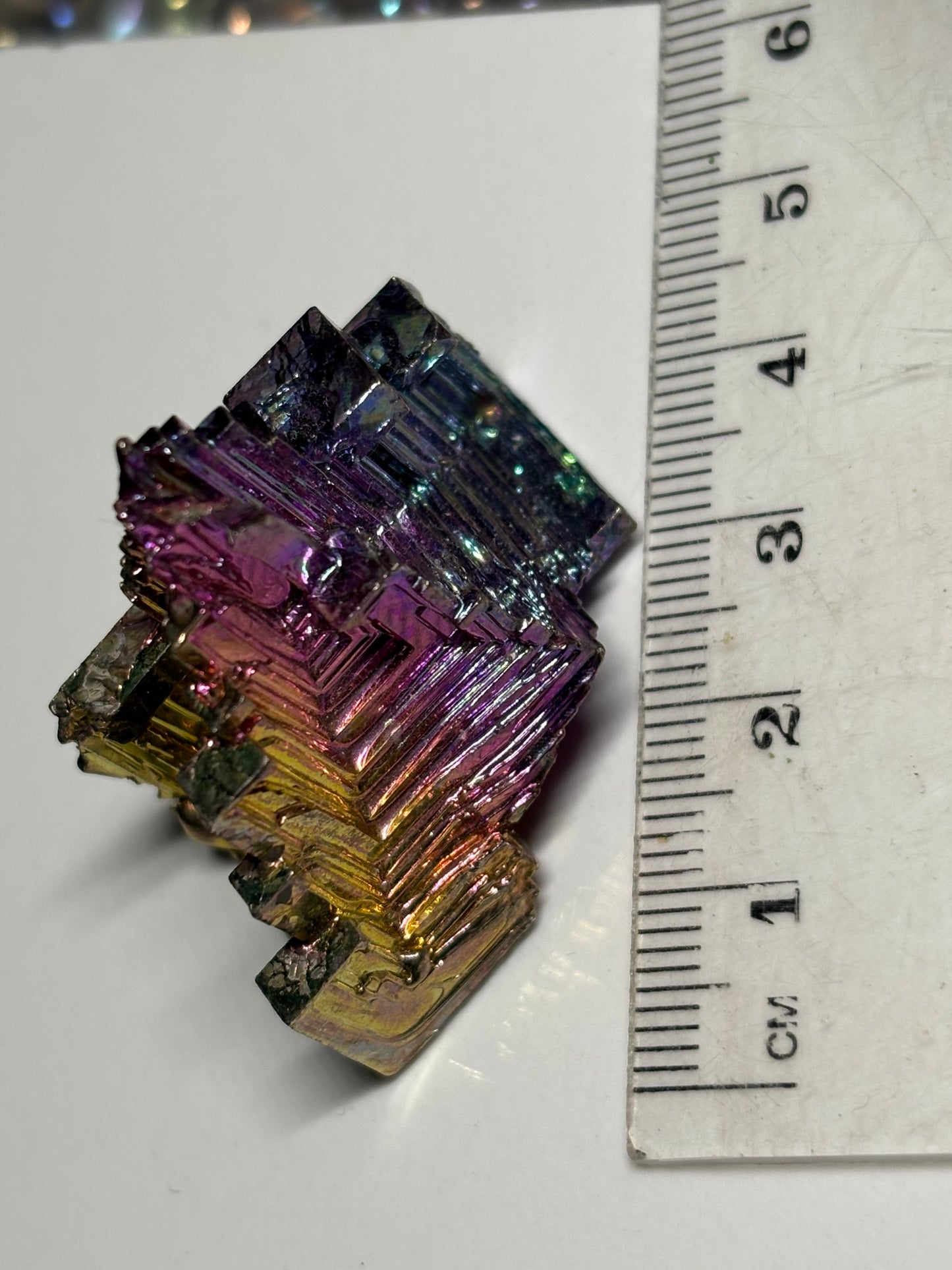 Sunset Bismuth Hopper Crystal Specimen Metal Art