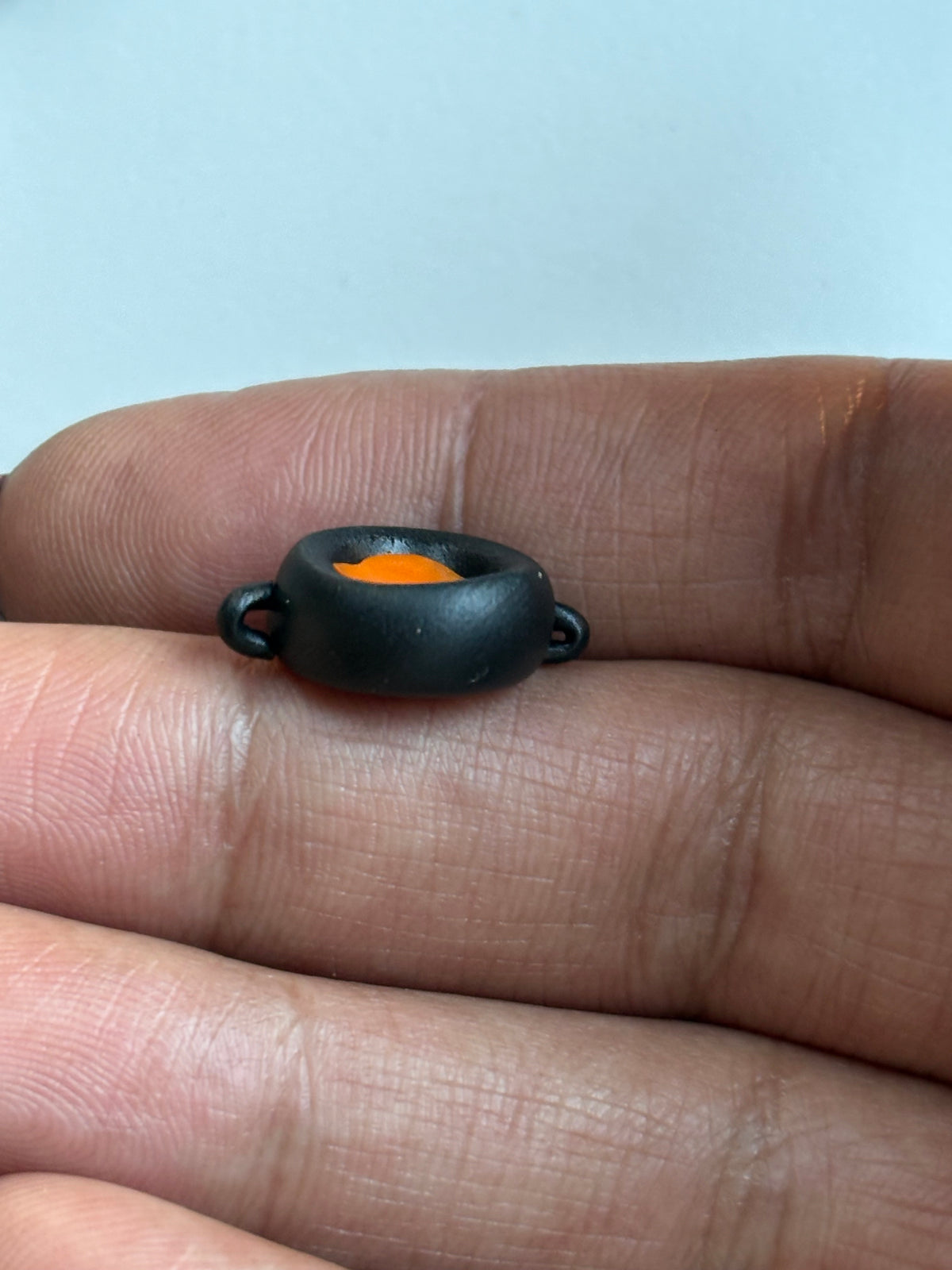 Orange Cauldron Clay Art Sphere Holder Mini