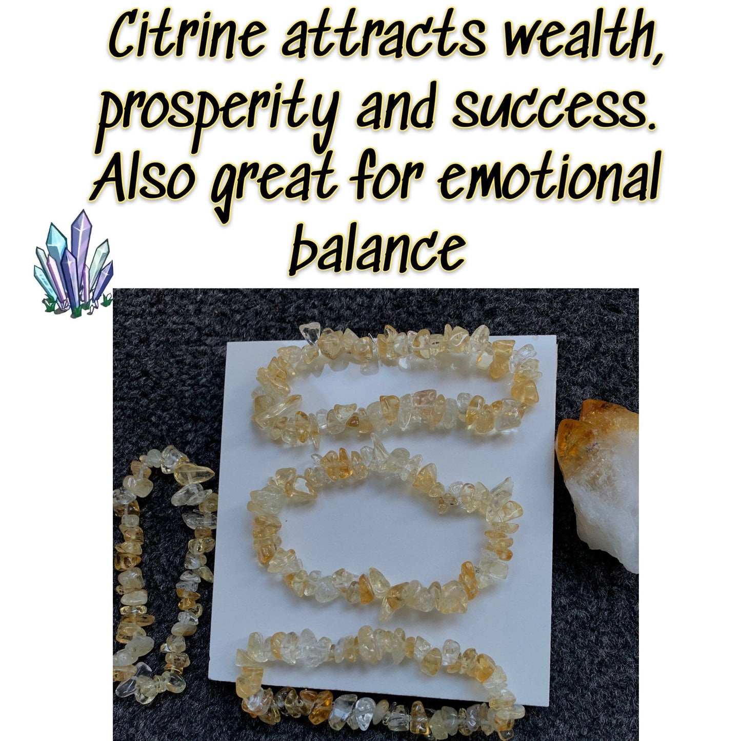 Citrine Rough Gemstone Crystal Stretch Bracelet