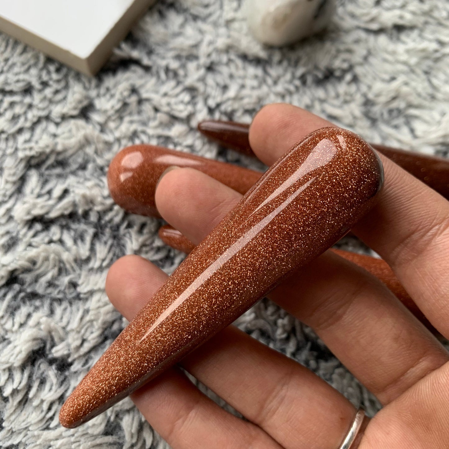 Goldstone Crystal Gemstone Massage Wand — Self-care Tool
