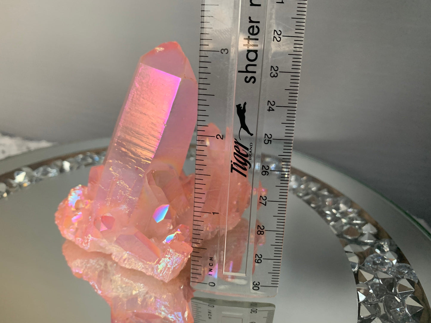 Rose Pink Aura Quartz Crystal Gemstone Cluster - Large