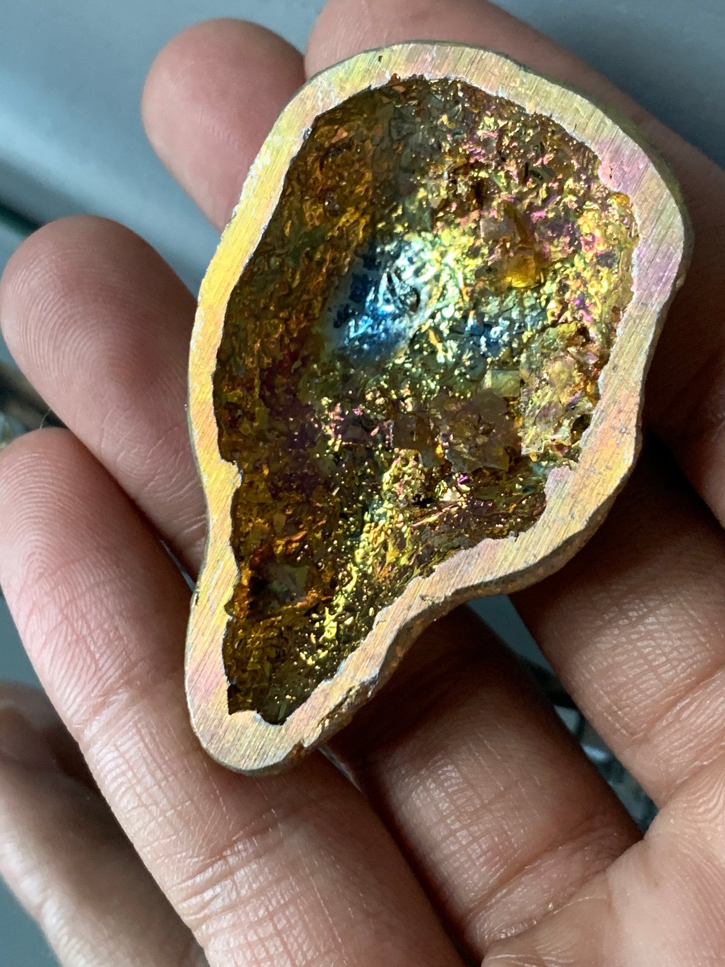 Gold Bismuth Crystal Alien Metal Art Sculpture