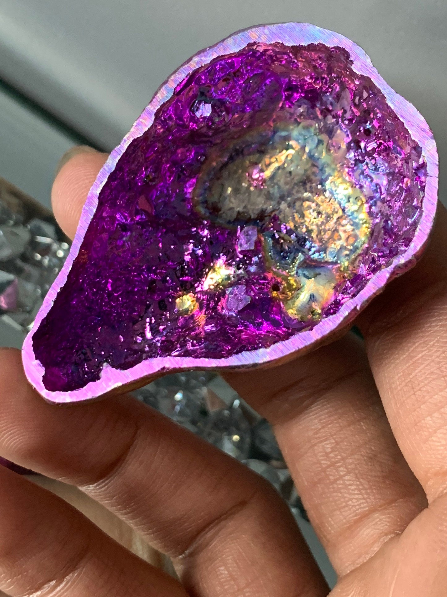 Pink Bismuth Crystal Alien Metal Art Sculpture