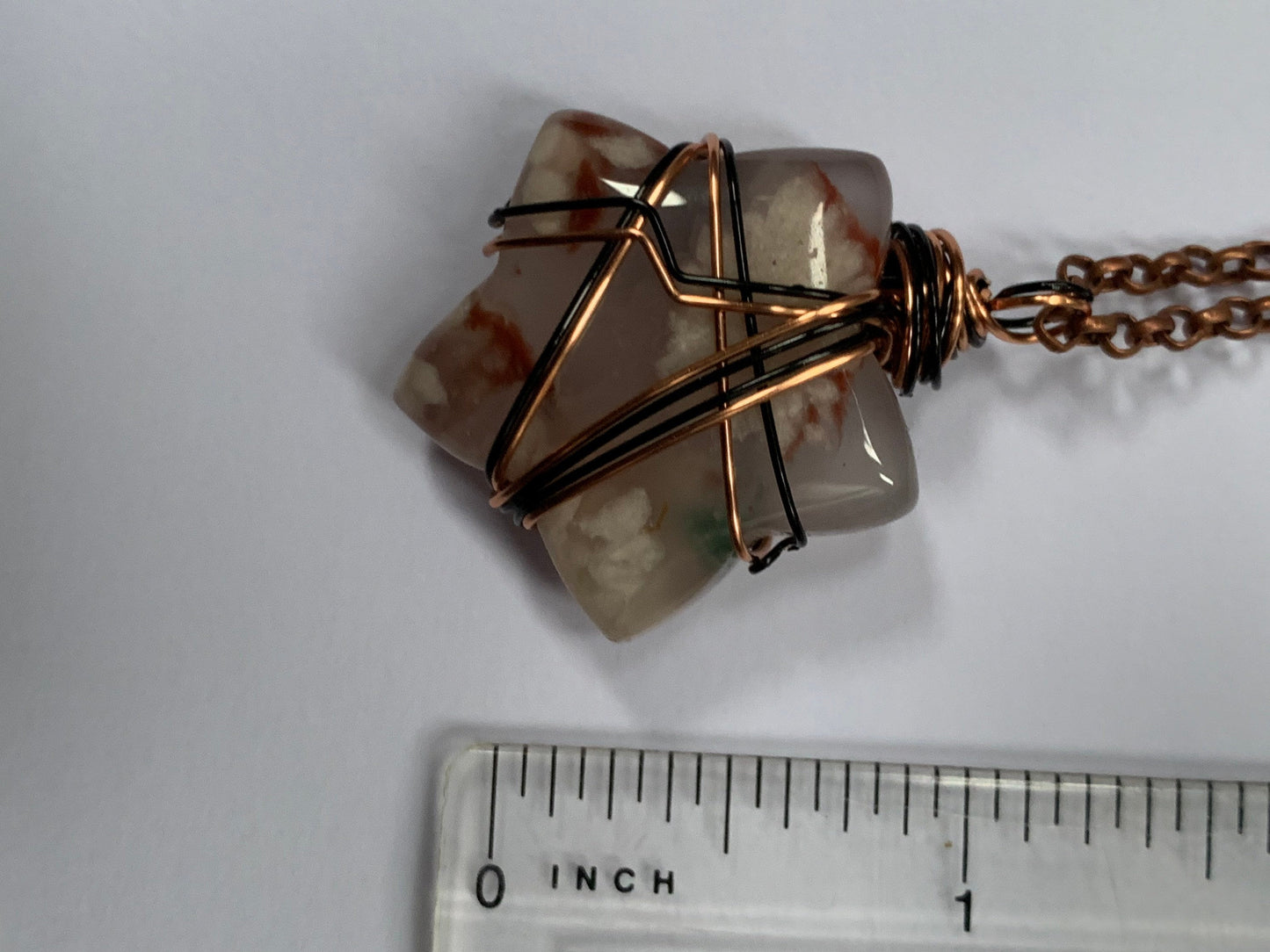 Flower Agate Crystal Gemstone Star Copper Wire Necklace