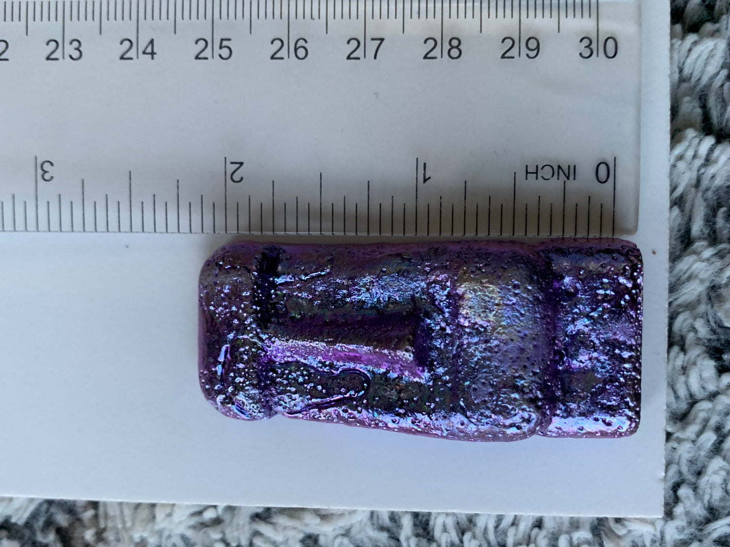 Purple Bismuth Crystal Moai Head Easter Island Metal Art Sculpture