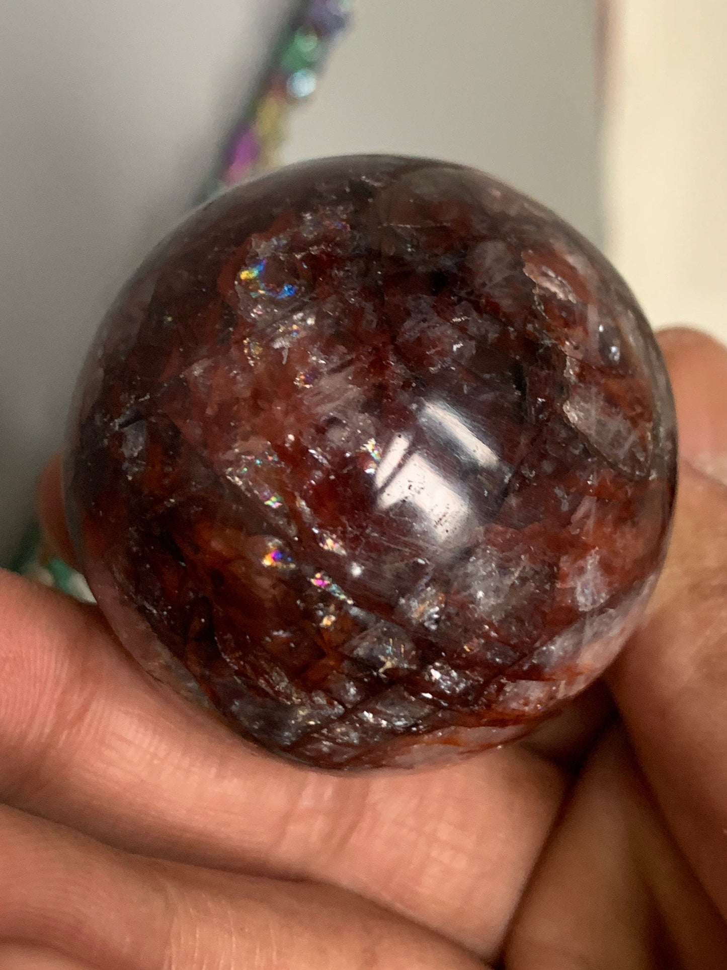 Fire Hematoid Quartz - Crystal Gemstone Sphere - S1