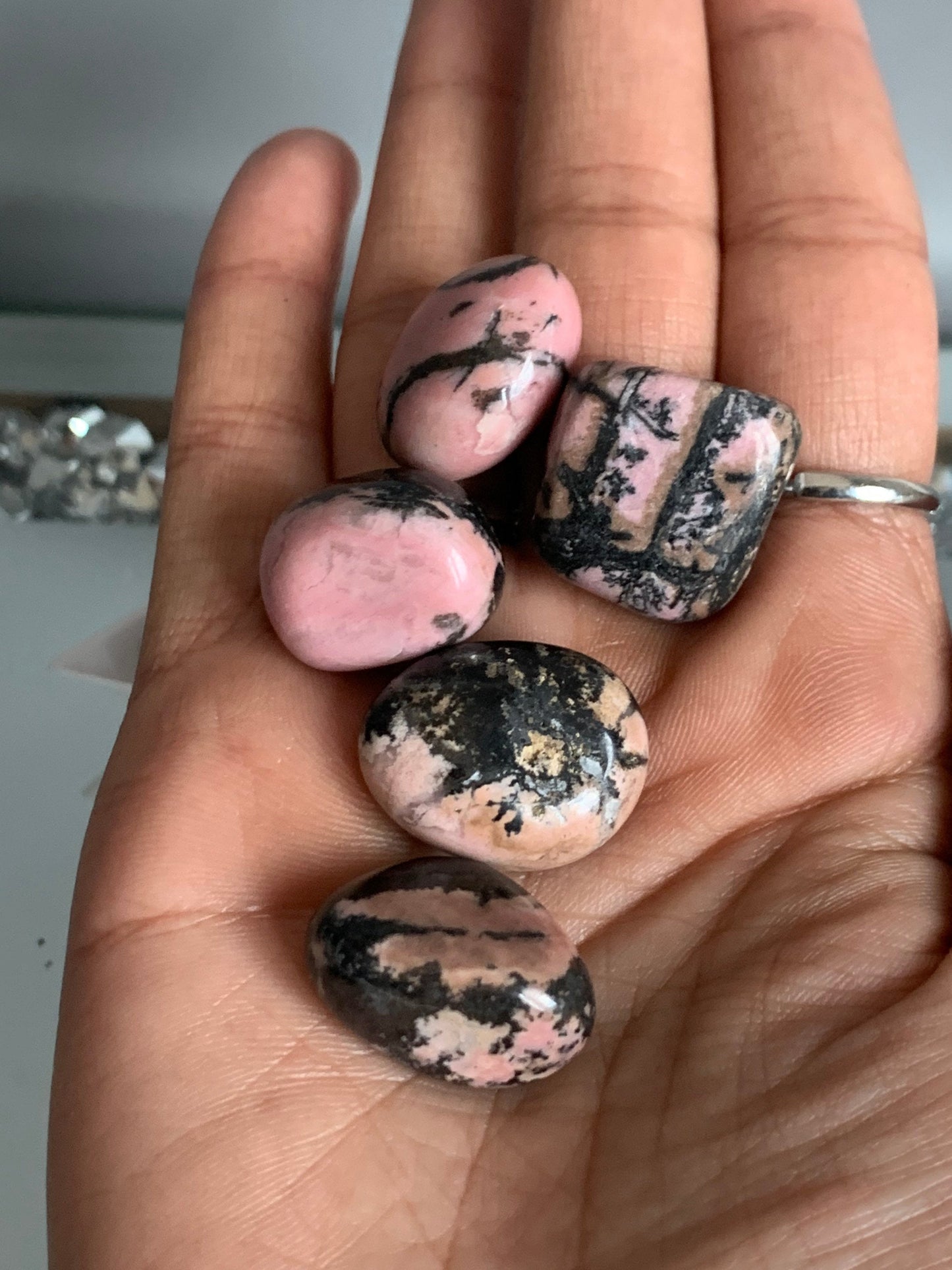 Rhodonite Gemstone Crystal Tumbled Stone - Small