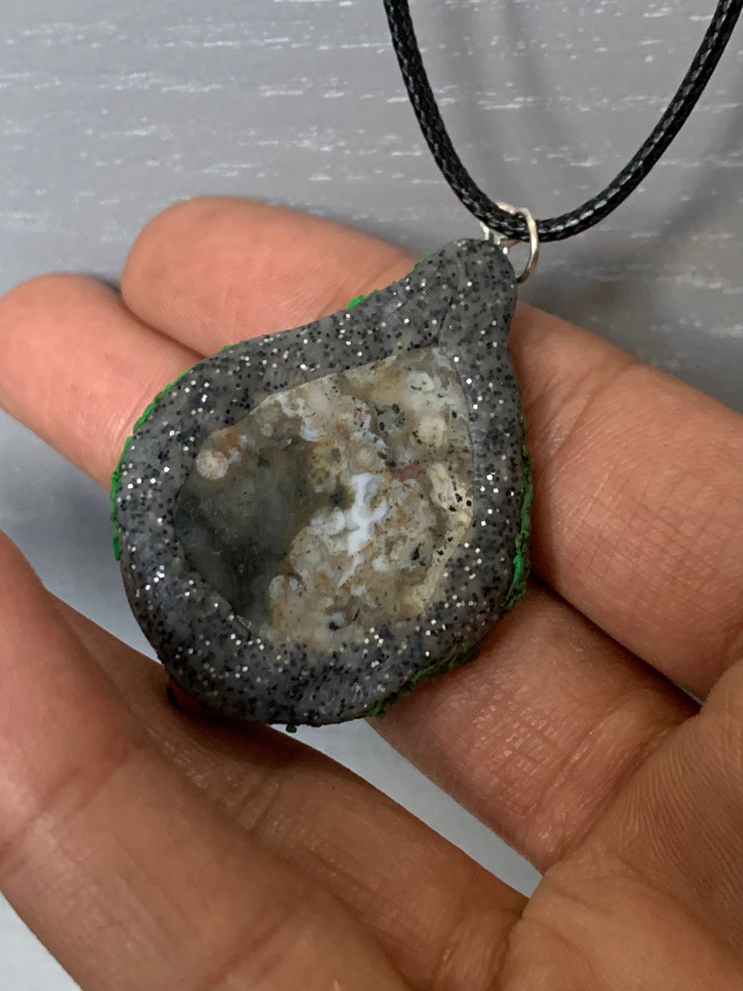 Ocean Jasper Gemstone Crystal Enchanted Garden - Ladybug Necklace - Drop