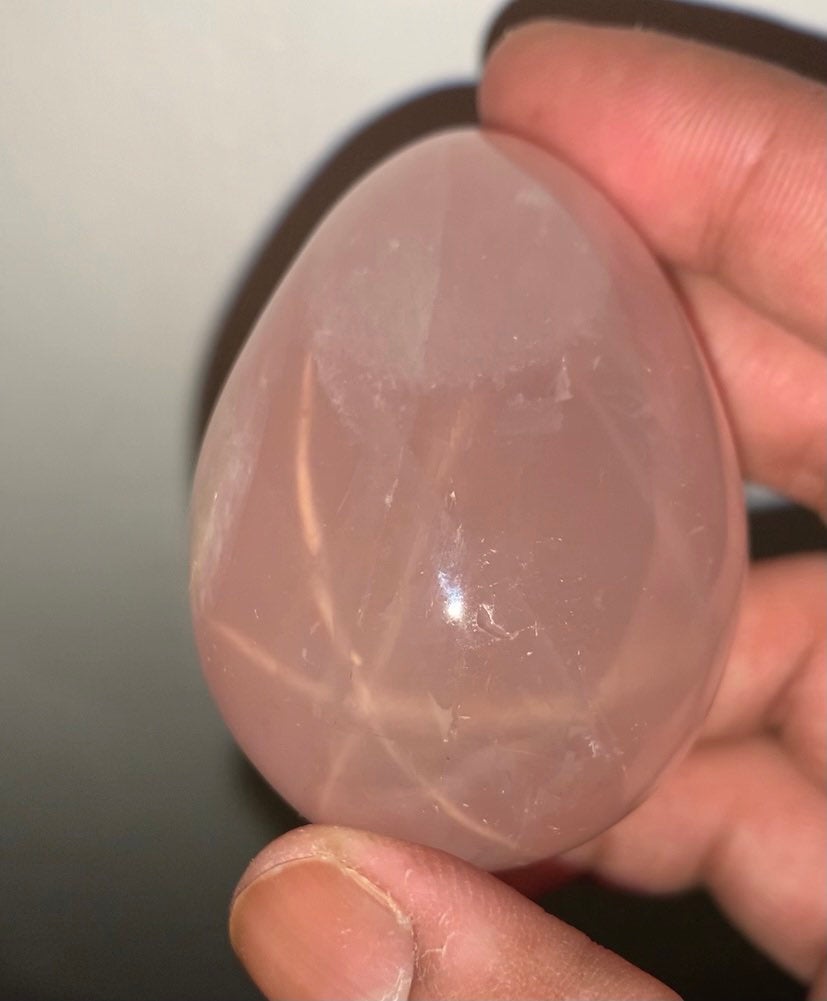 Star Rose Quartz Gemstone Crystal Egg - Medium