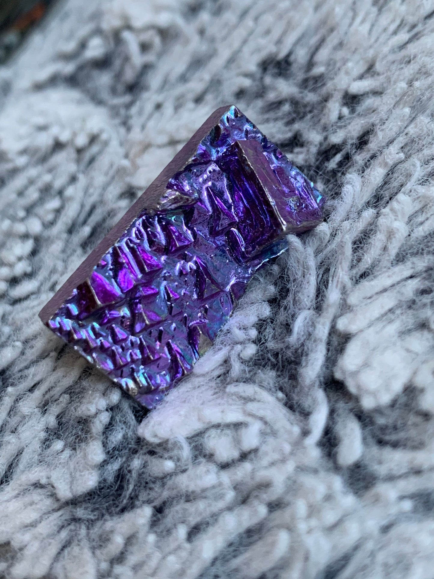 Purple Bismuth Crystal Metal Art Lapel Pin Rectangle