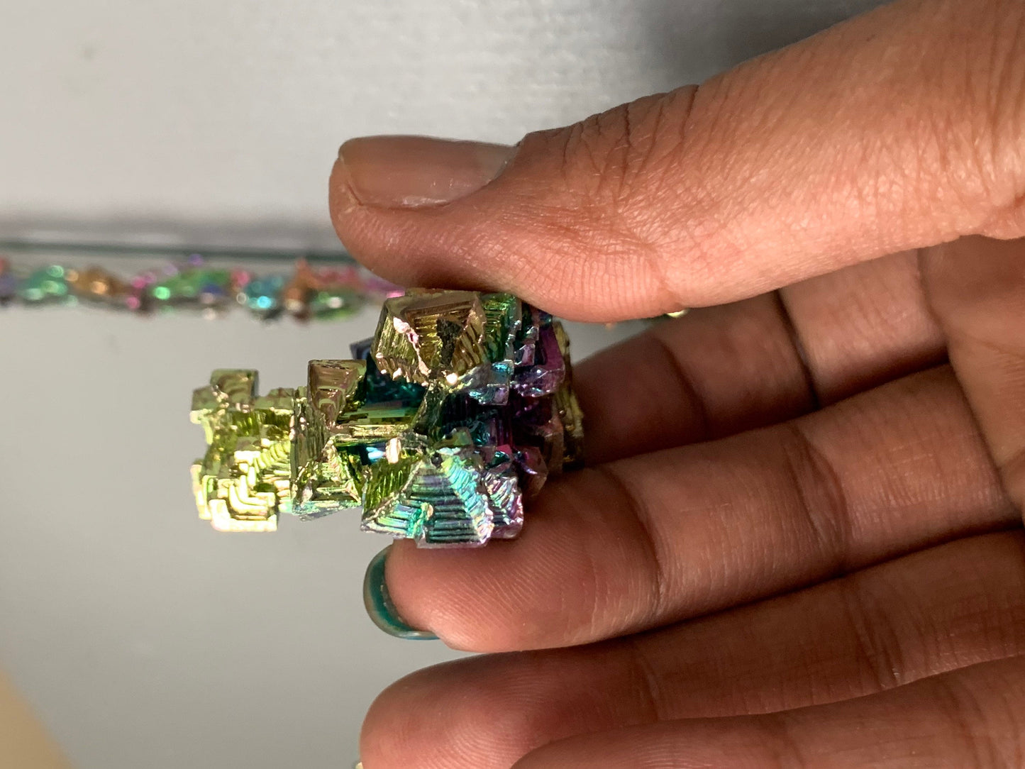 Rainbow Bismuth Crystal Specimen Metal Art Medium (1)