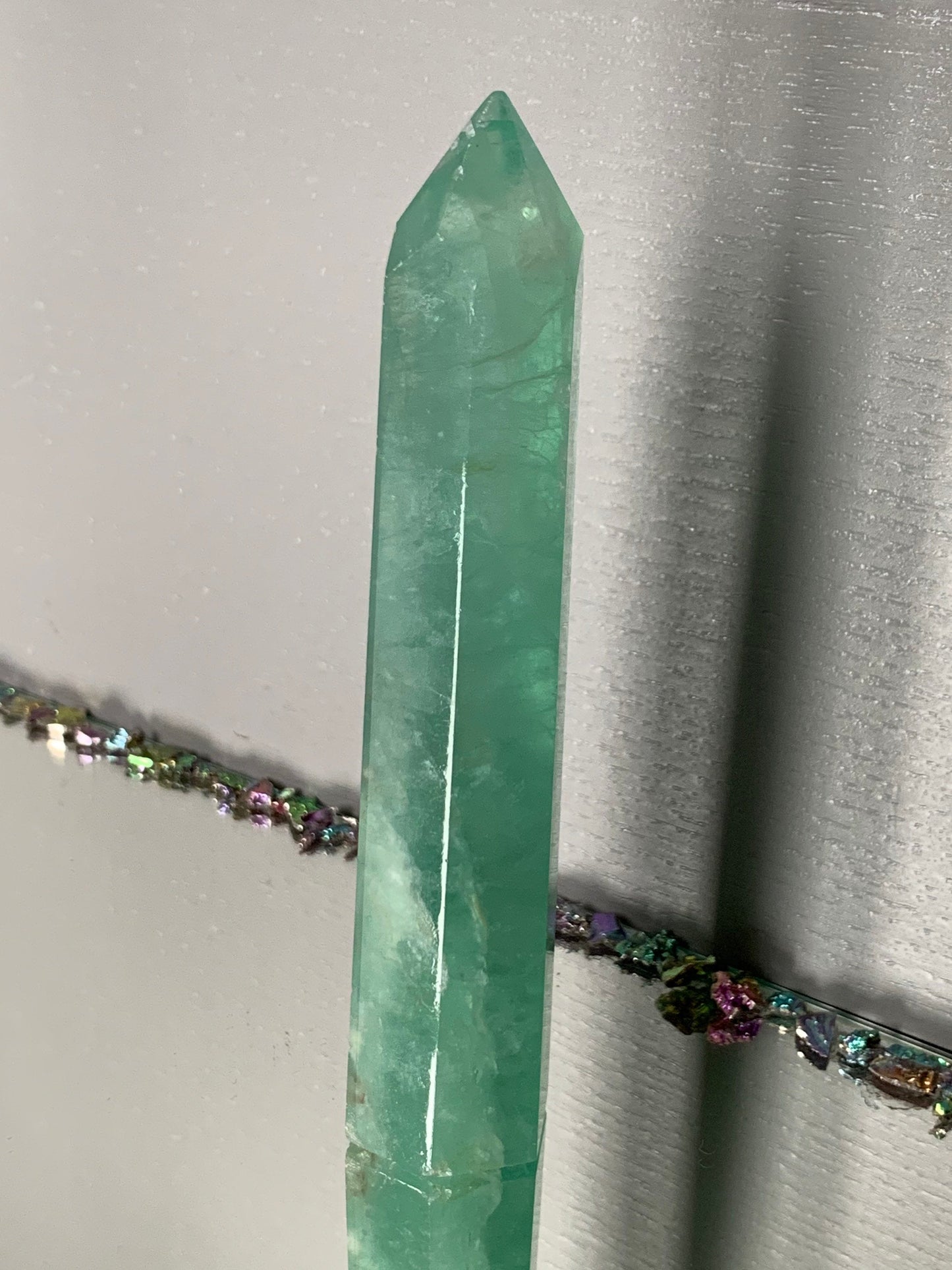 Green Fluorite Gemstone Crystal Tower Point - (3)