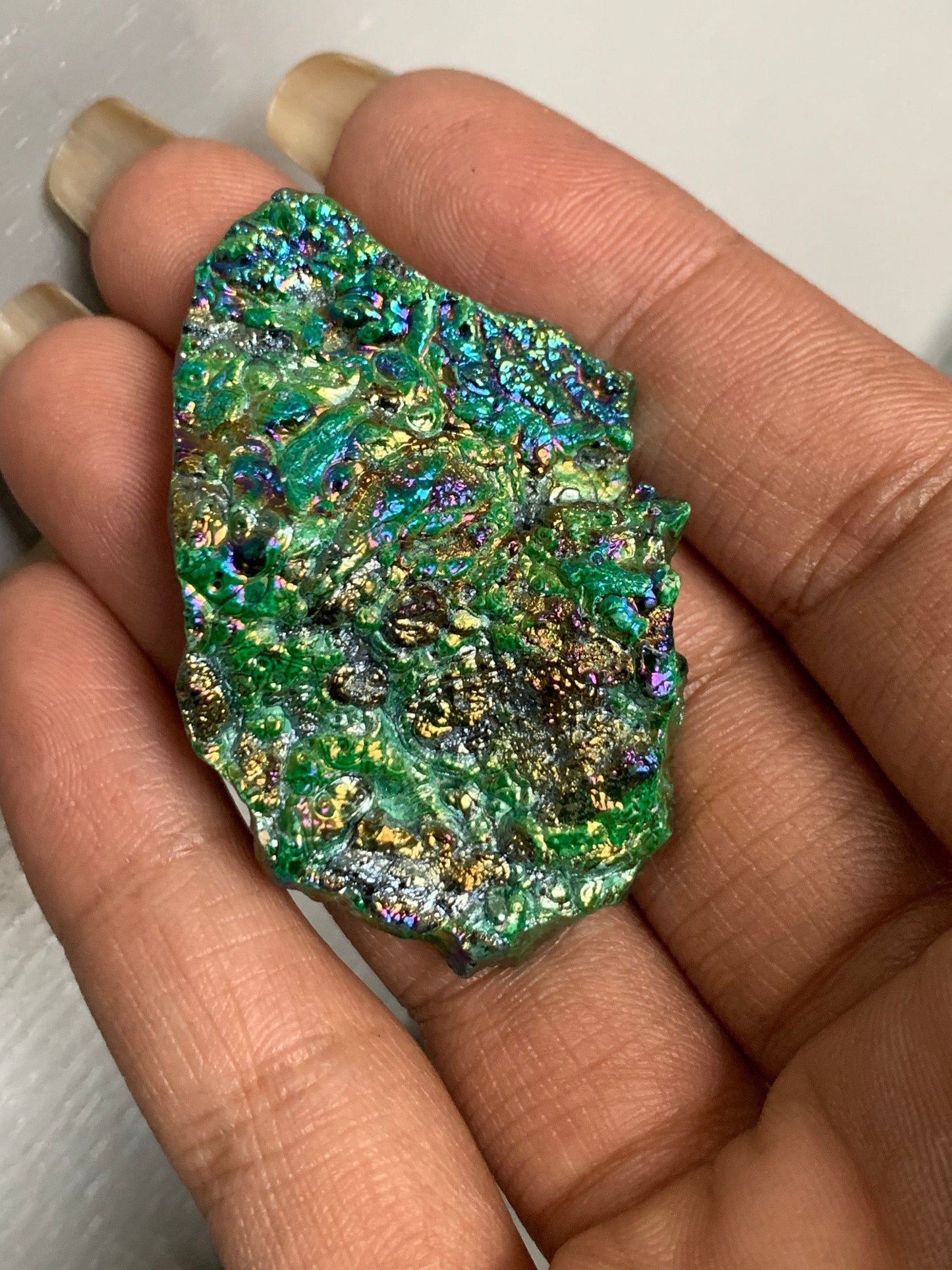 Green Aura Druzy Chalcedony Crystal Gemstone - Galaxy Slice - no 4