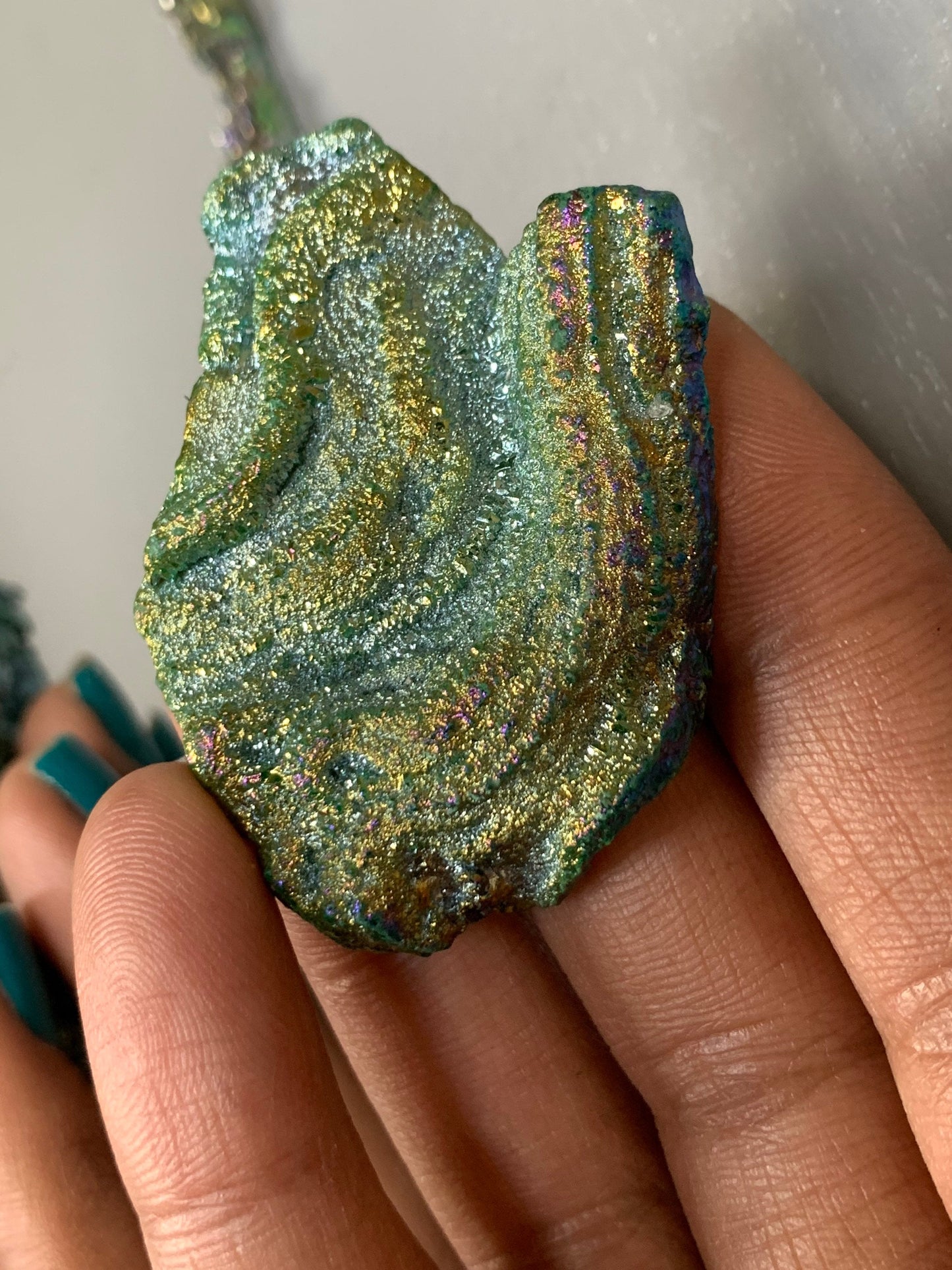 Green Aura Druzy Chalcedony Crystal Gemstone - Galaxy Slice - no 1