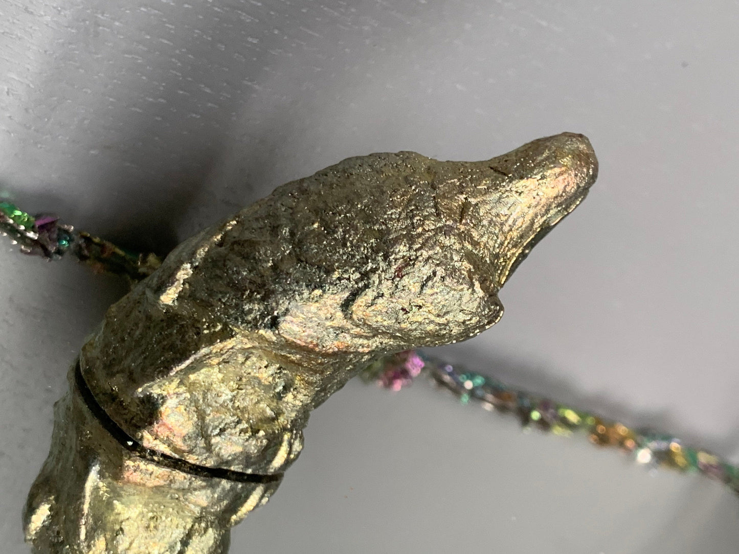 Gold Silver Bismuth Crystal Falcon Bird Metal Art Sculpture