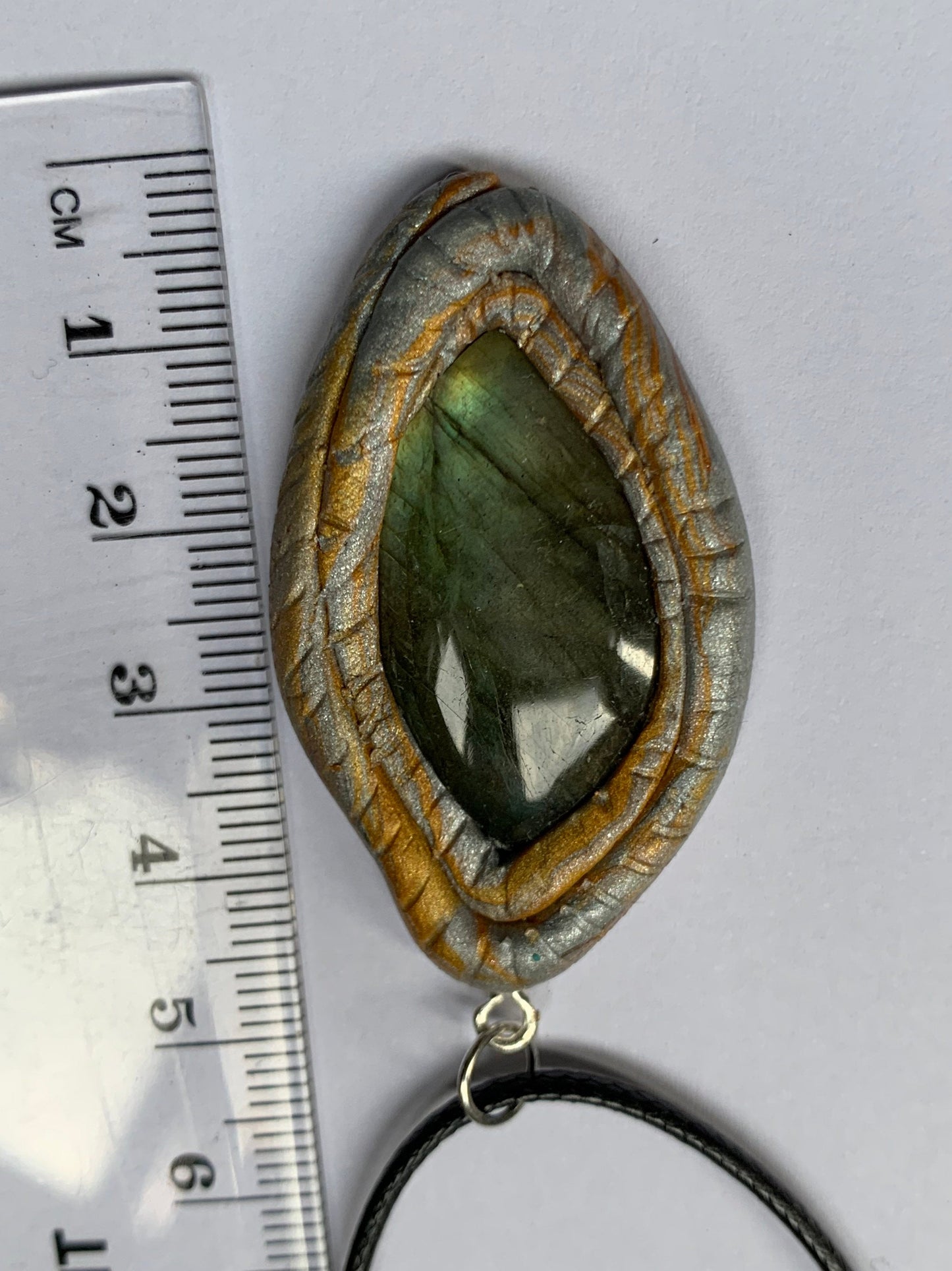 Labradorite Crystal Gemstone Pendant Gold Silver Clay Necklace