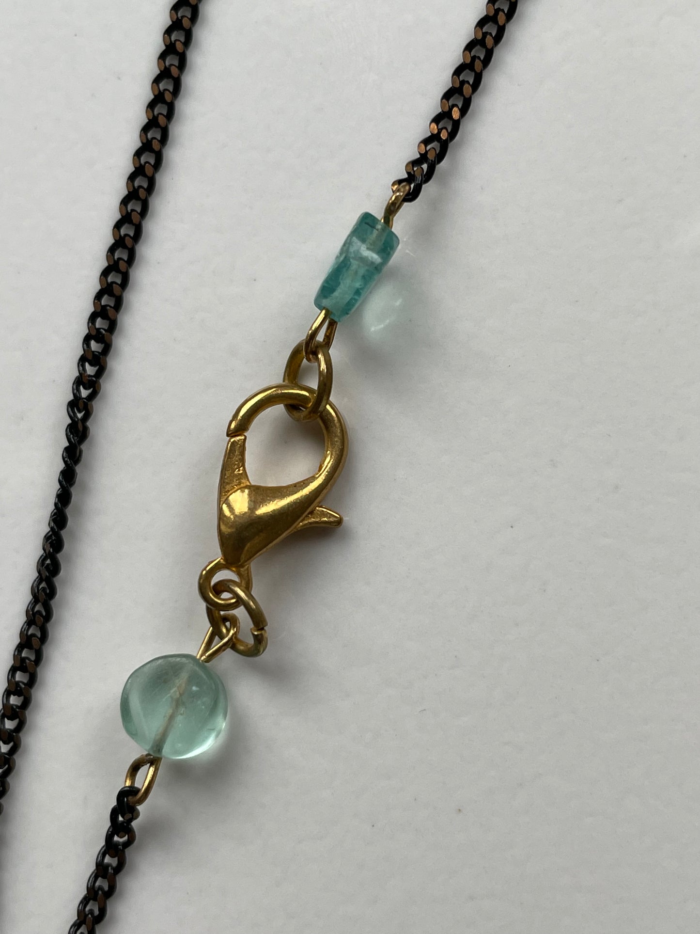 Sea Blue Apatite Back Detail Bar Crystal Gemstone Necklace