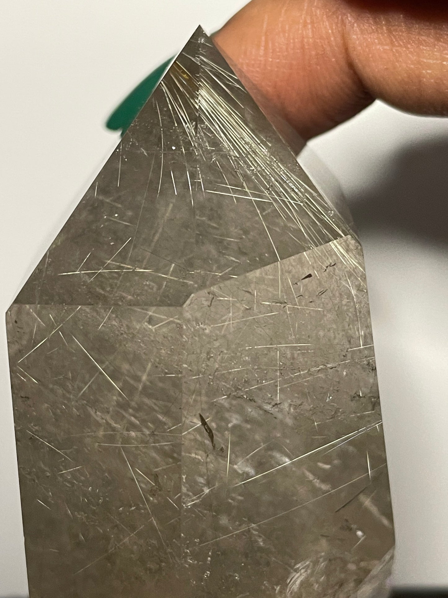 Gold Silver Rutile Smoky Quartz Crystal Gemstone Tower Point (1)