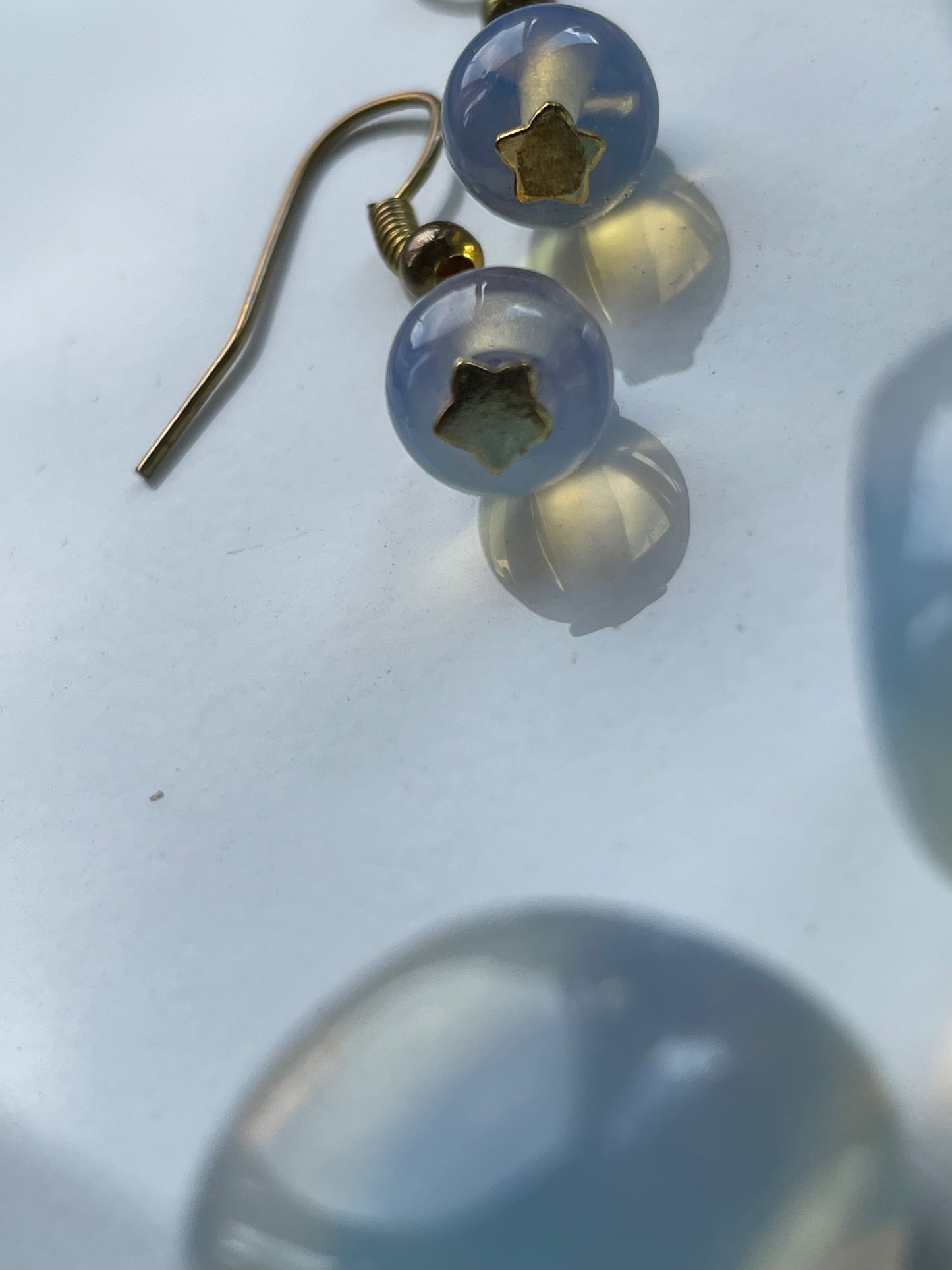 Opalite Crystal Gemstone Gold Earrings & Tumbled Stone Gift Set