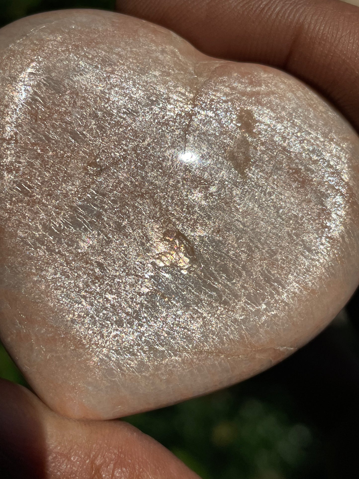 Peach Moonstone Crystal Gemstone Heart Carving