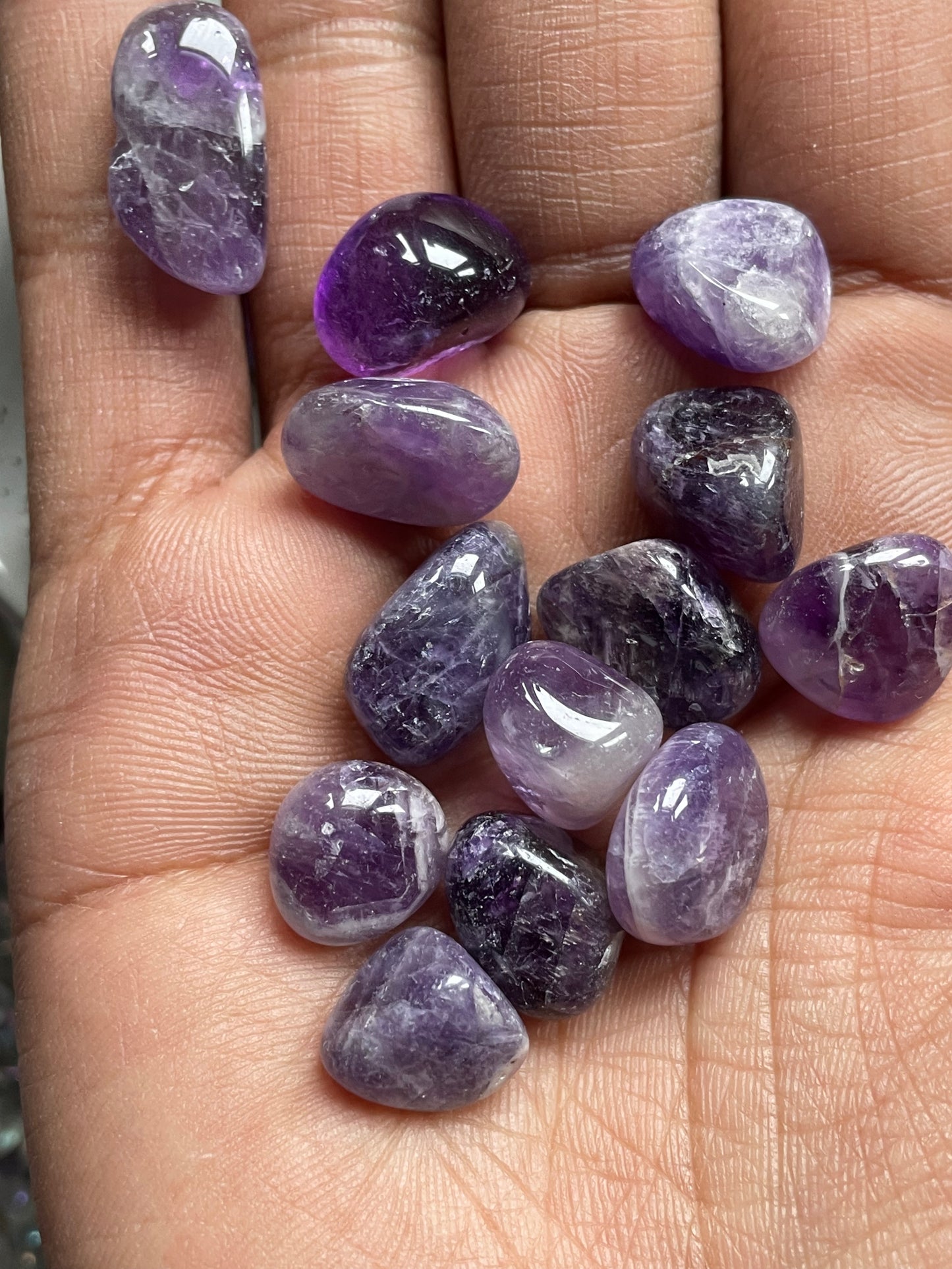 Amethyst Brazilian Tumbled Gemstone Crystal Set of Three - Small