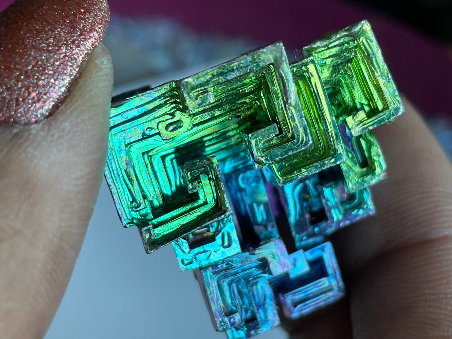 Rainbow Bismuth Crystal Specimen Metal Art S (3)