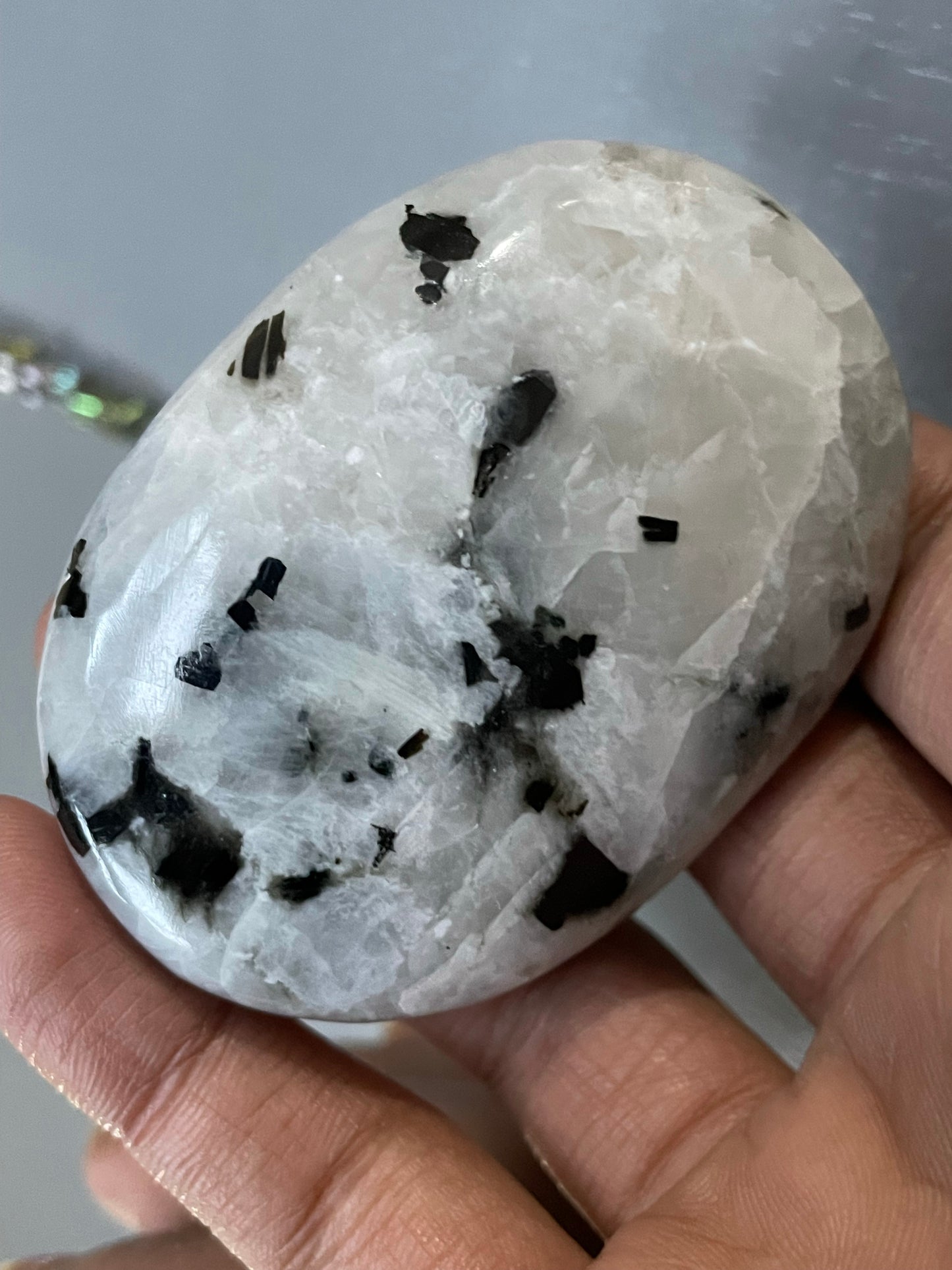 Rainbow Moonstone Palm Stone Gemstone Crystal - Large