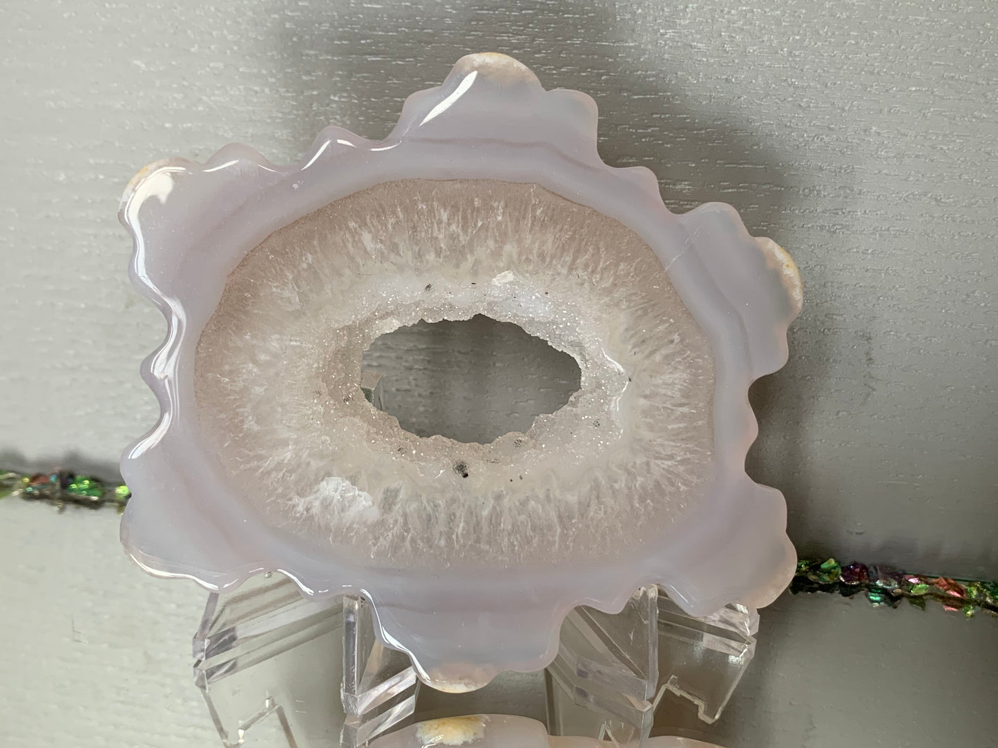 Druzy Agate Grey Snowflake Crystal Gemstone Carving - 3