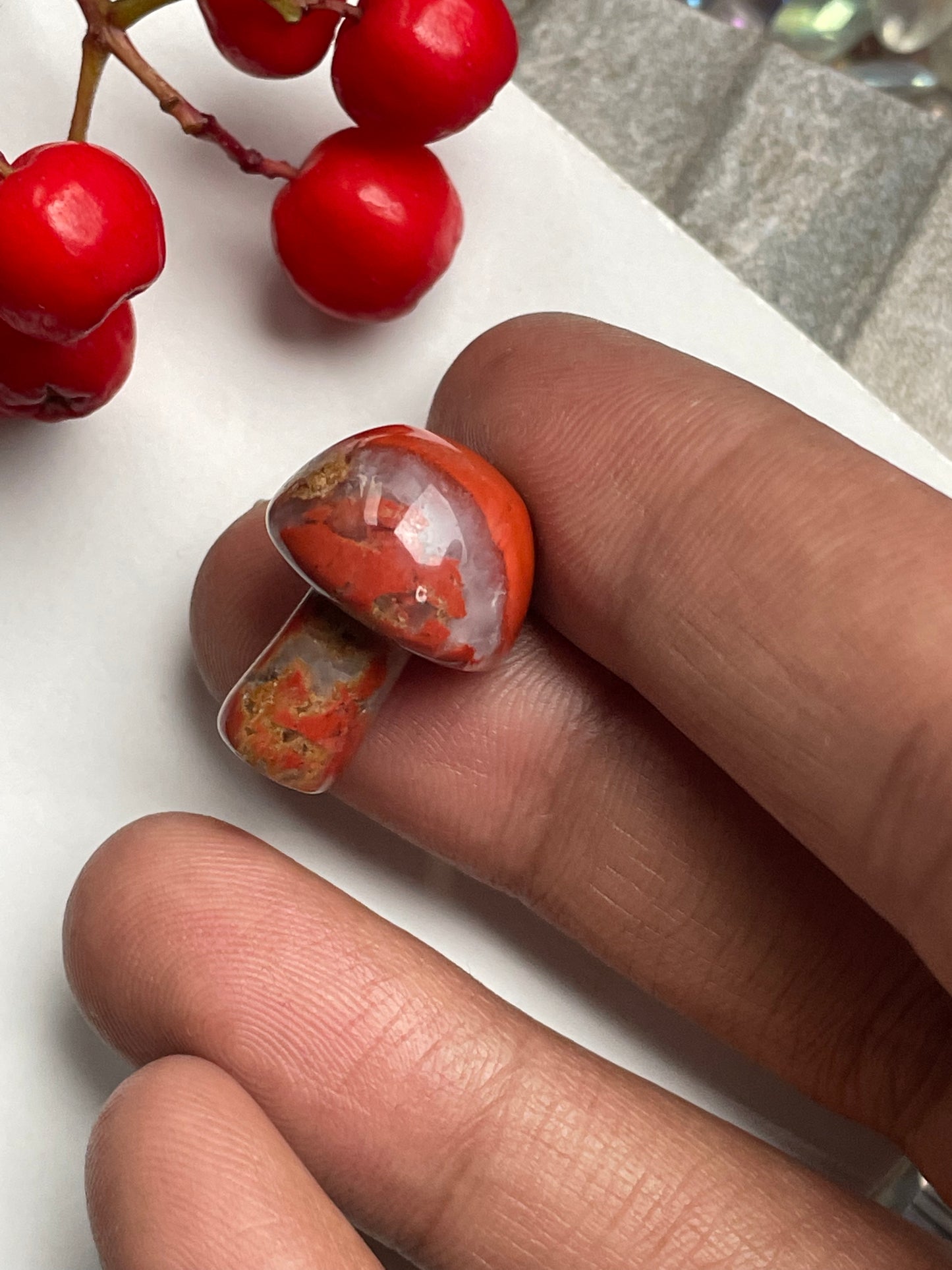 Red Jasper Crystal Gemstone Mushroom Carving Mini (1)