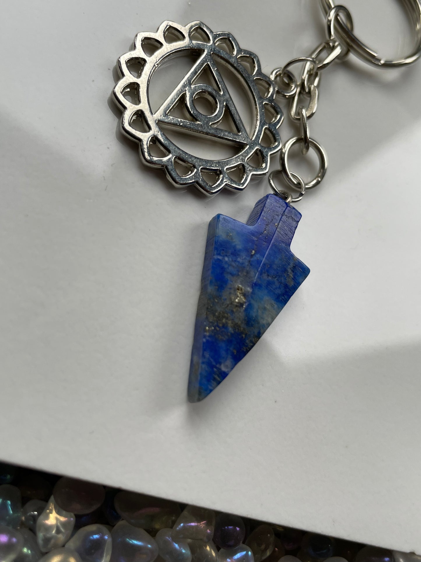 Lapis Lazuli Crystal Gemstone Throat Chakra KeyChain