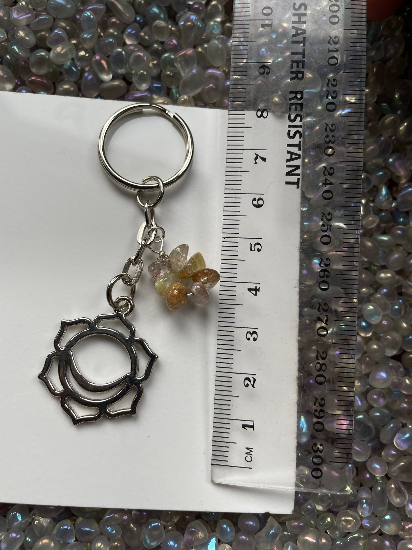 Rutile Quartz Crystal Gemstone Sacral Chakra KeyChain